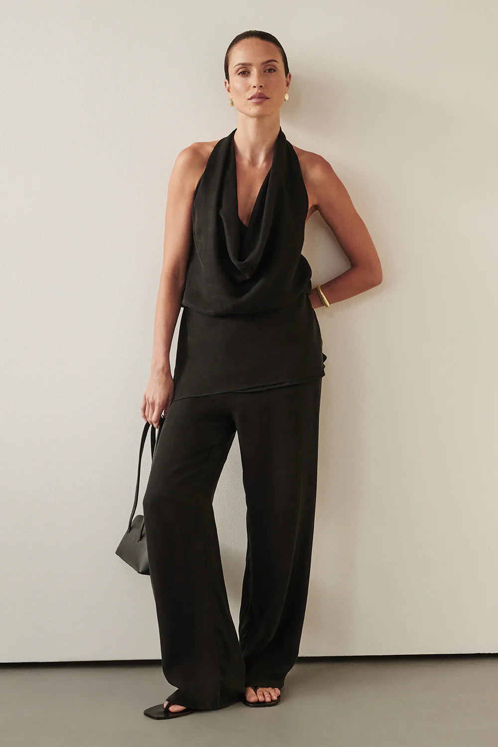 ADDIE BLACK CUPRO DRAWSTRING PANT - Image 9