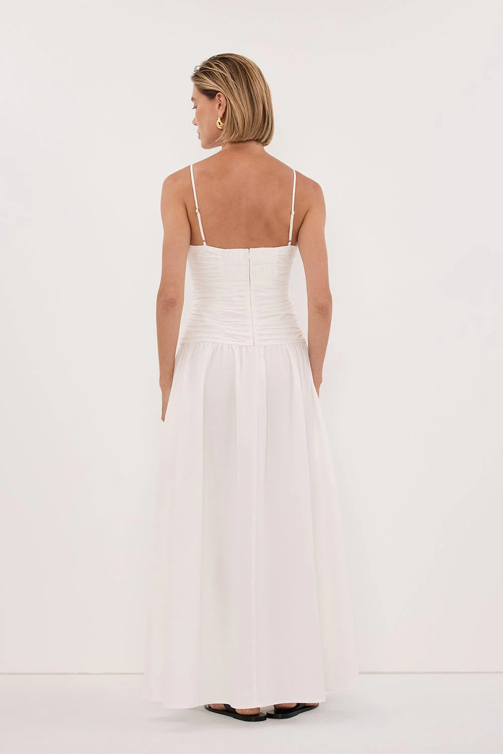 ALEXIA WHITE COTTON MIDI DRESS - Image 4