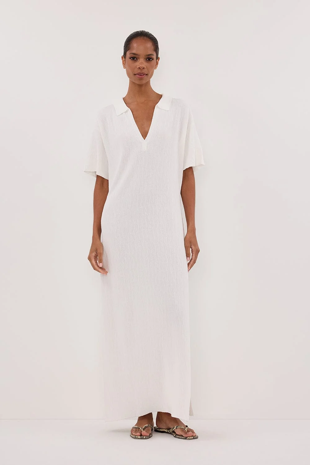 ALIAS WHITE POLO KNIT MIDI DRESS - Image 4