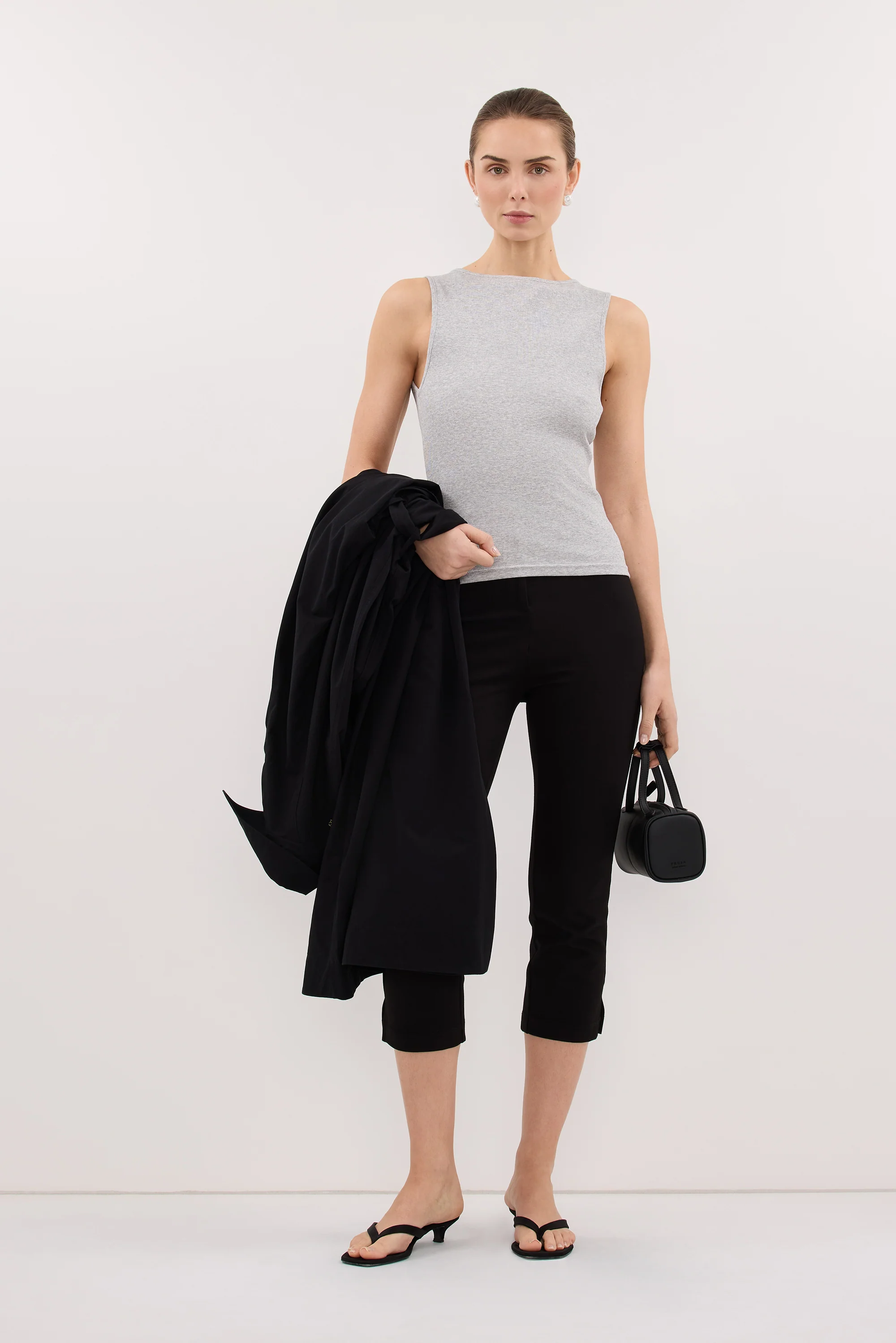 AMARA GREY MARLE BOAT NECK KNIT TANK