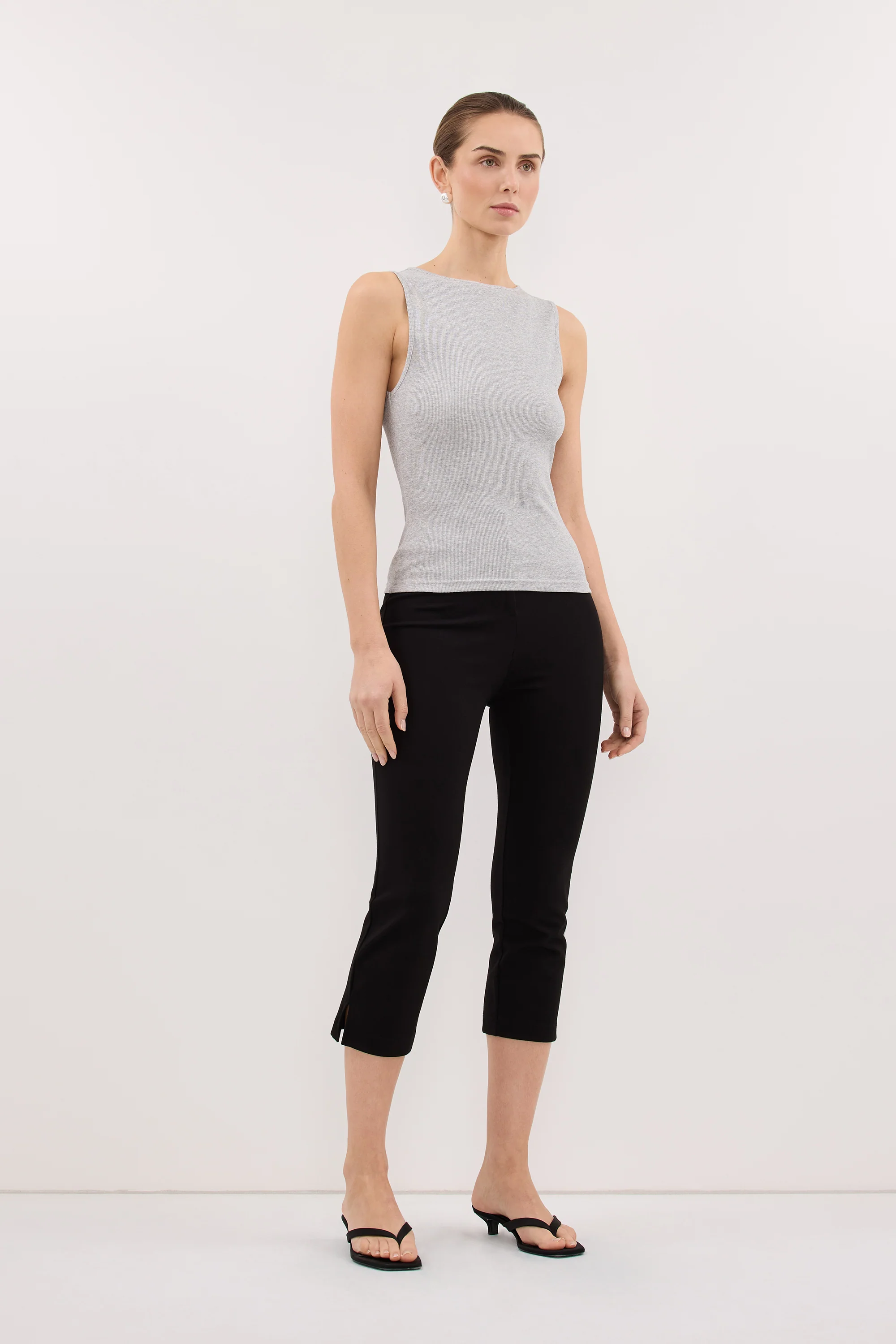 AMARA GREY MARLE BOAT NECK KNIT TANK - Image 3