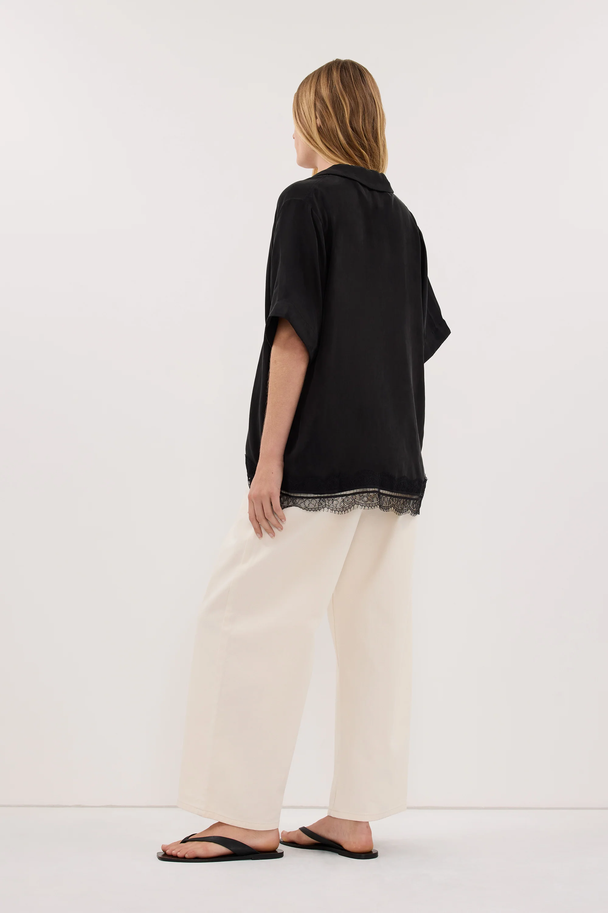 ANDREA BLACK CUPRO LACE SHIRT - Image 4