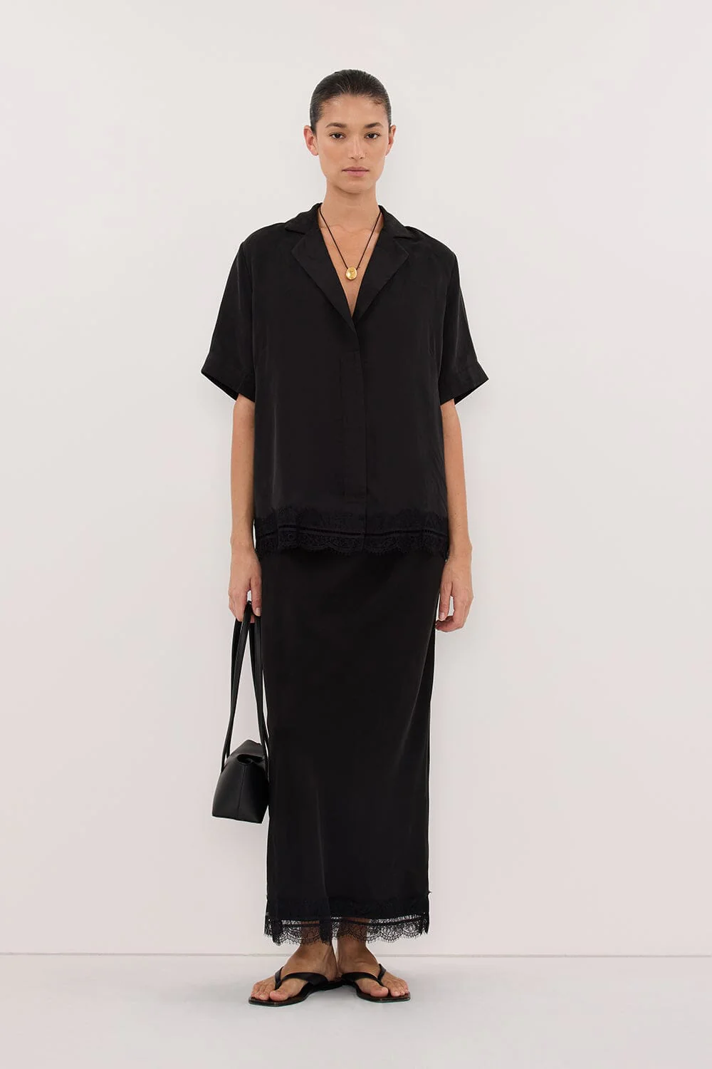 ANDREA BLACK CUPRO LACE SHIRT - Image 6