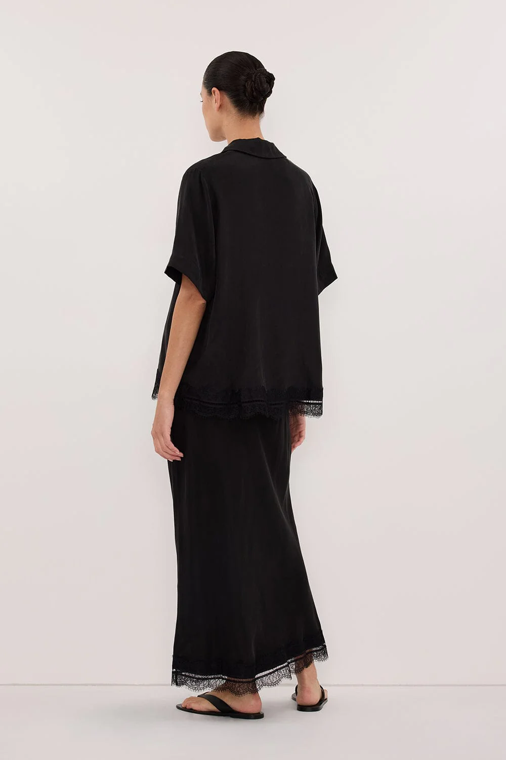ANDREA BLACK CUPRO LACE SHIRT - Image 7