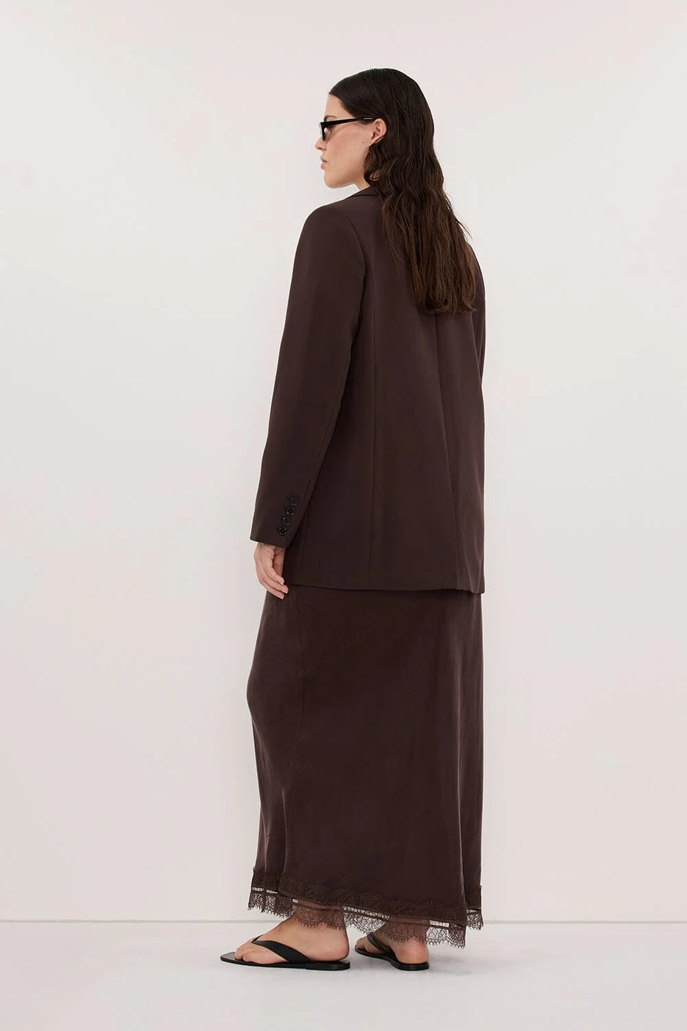 ANDREA PLUM CHOC CUPRO MIDI SKIRT - Image 7