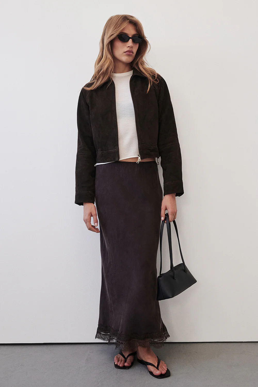 ANDREA PLUM CHOC CUPRO MIDI SKIRT - Image 8