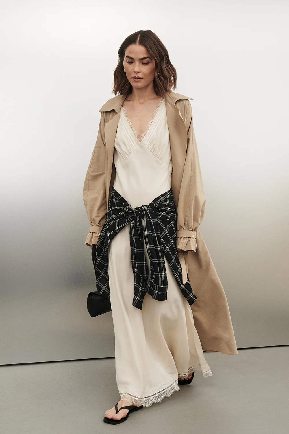 ANDREA SANDSTONE CUPRO MIDI DRESS