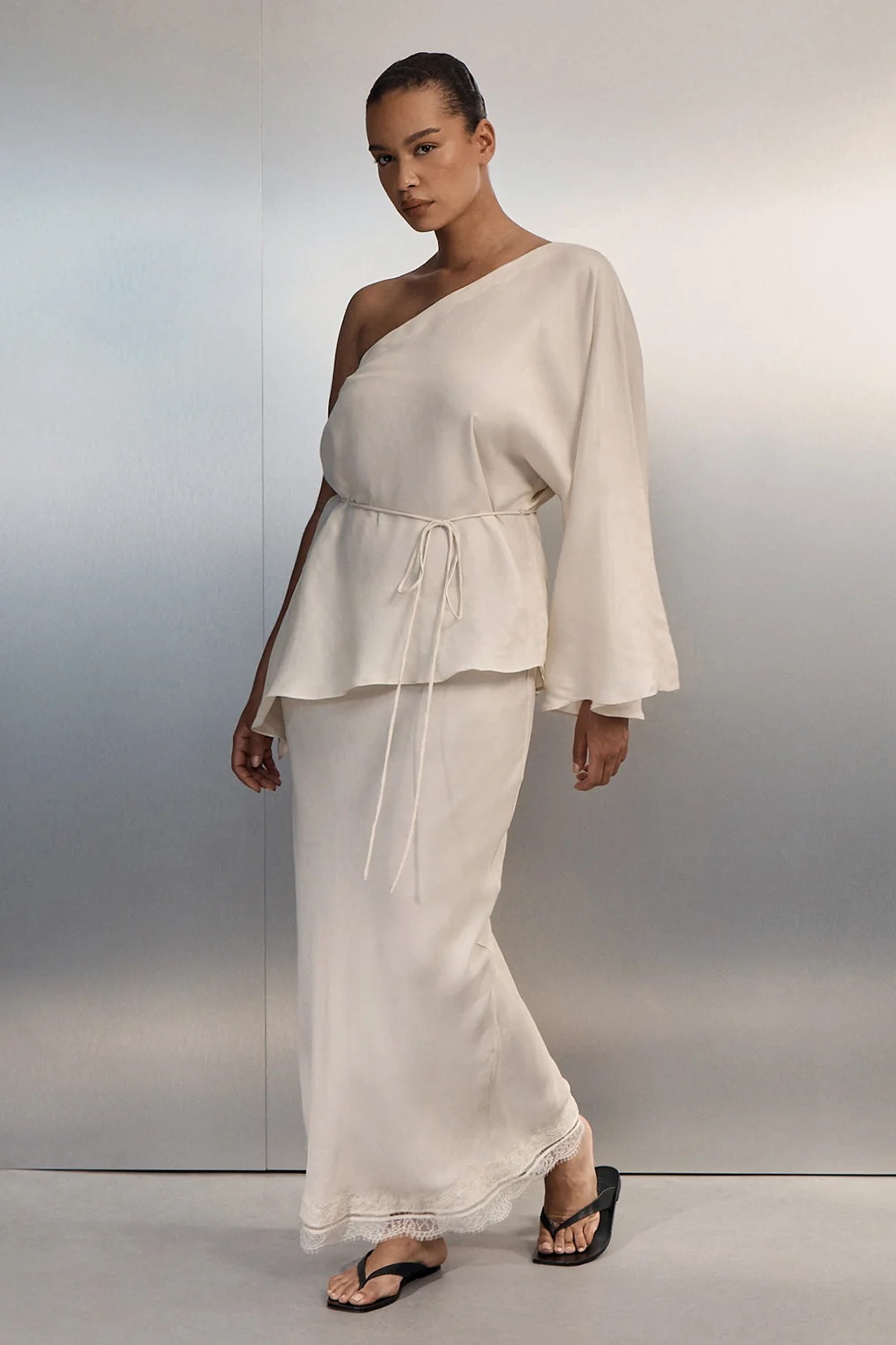 ANDREA SANDSTONE CUPRO LACE MIDI SKIRT - Image 2