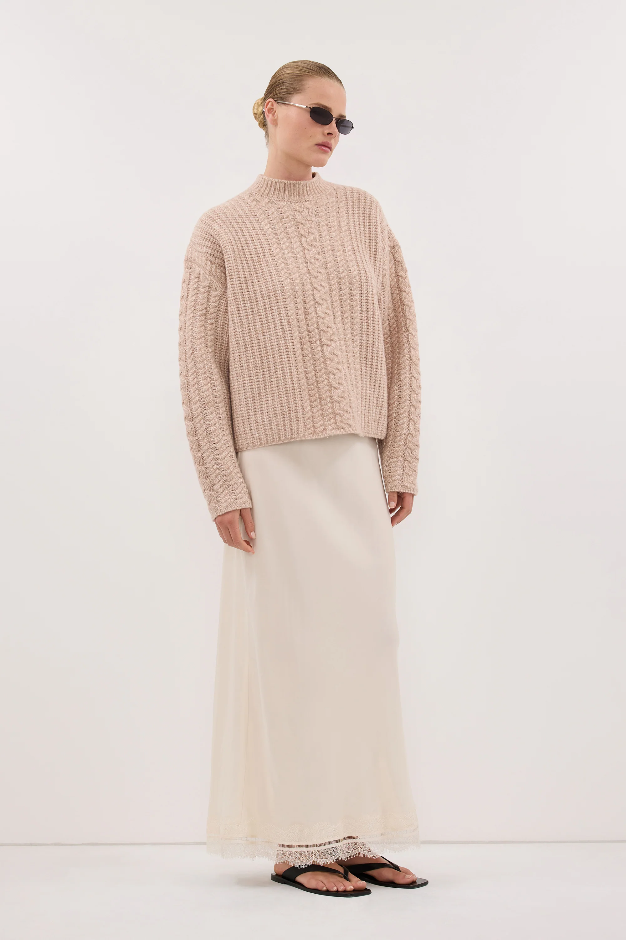 ANDREA SANDSTONE CUPRO LACE MIDI SKIRT - Image 3