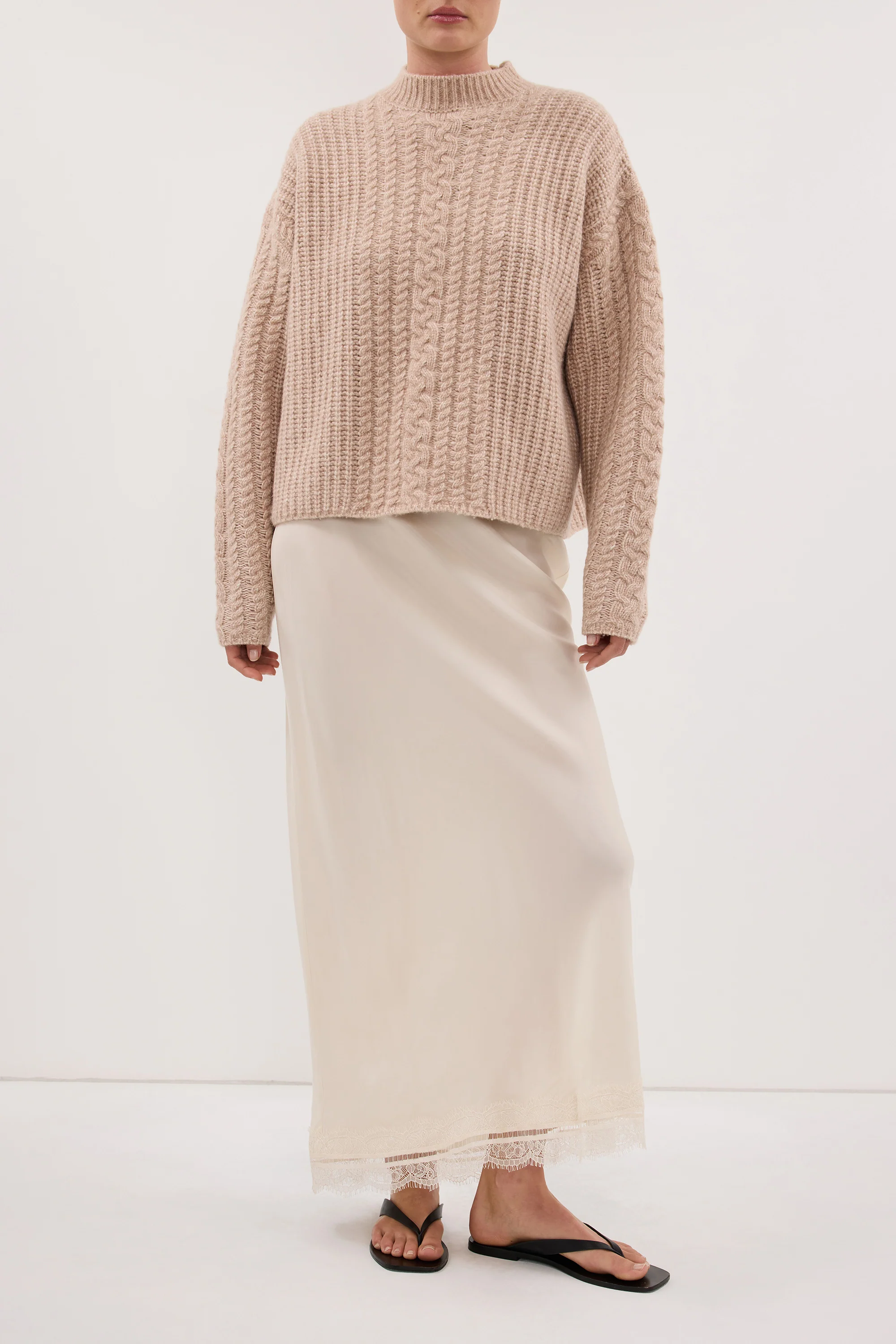 ANDREA SANDSTONE CUPRO LACE MIDI SKIRT - Image 5