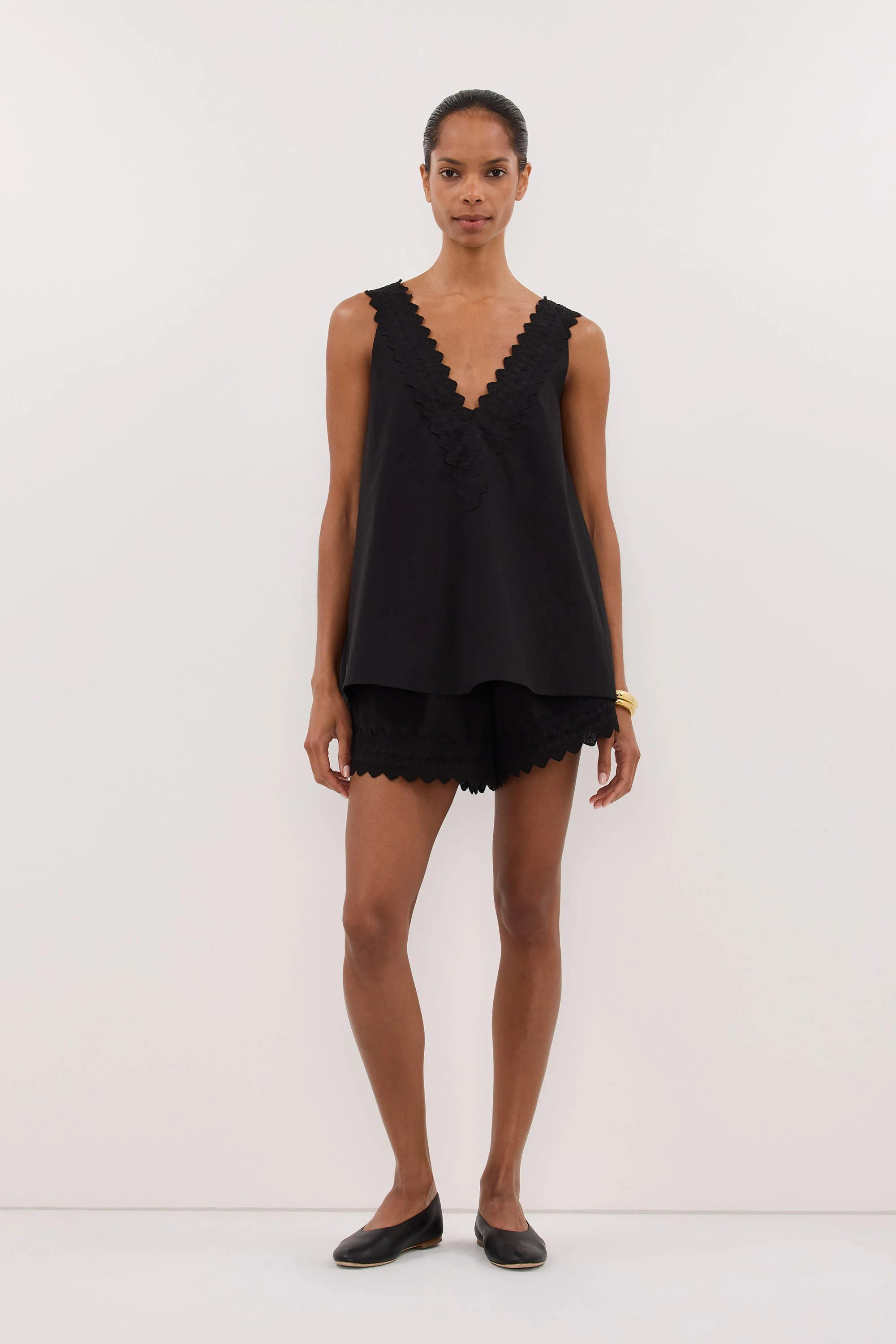 ANNABEL BLACK V NECK TOP - Image 3