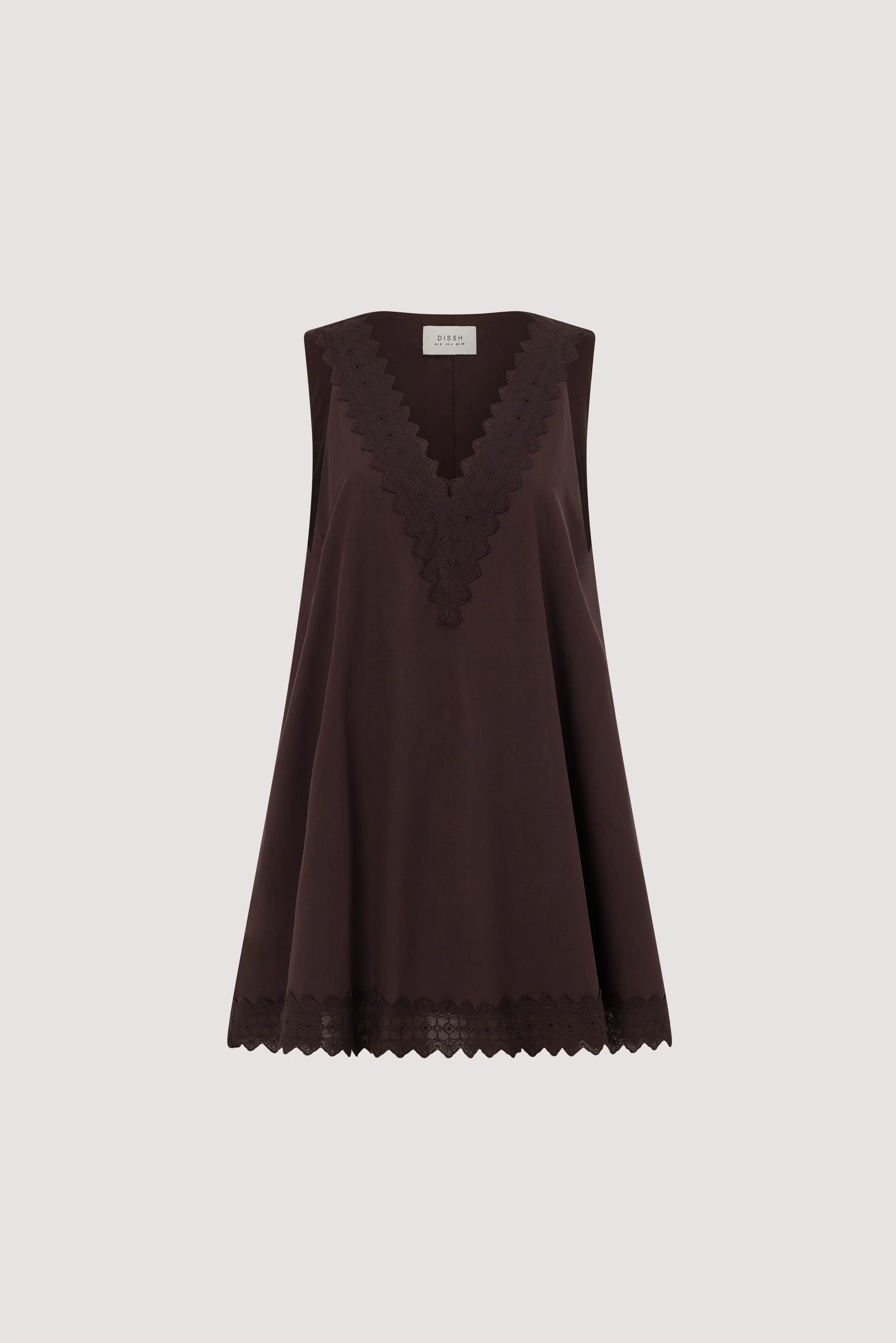 ANNABEL BURNT CHOC SLEEVELESS V NECK MINI DRESS - Image 7