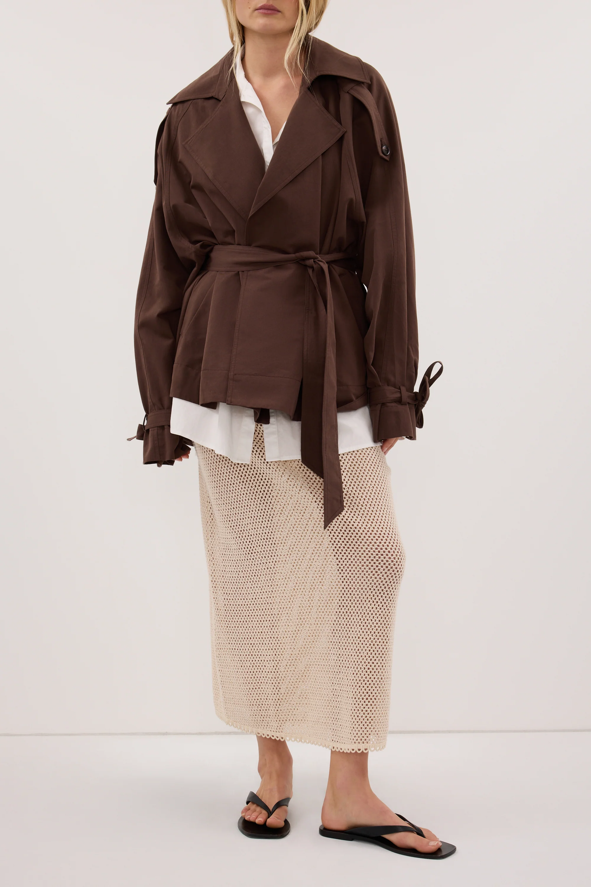 ANNE NATURAL OPEN KNIT MIDI SKIRT - Image 2