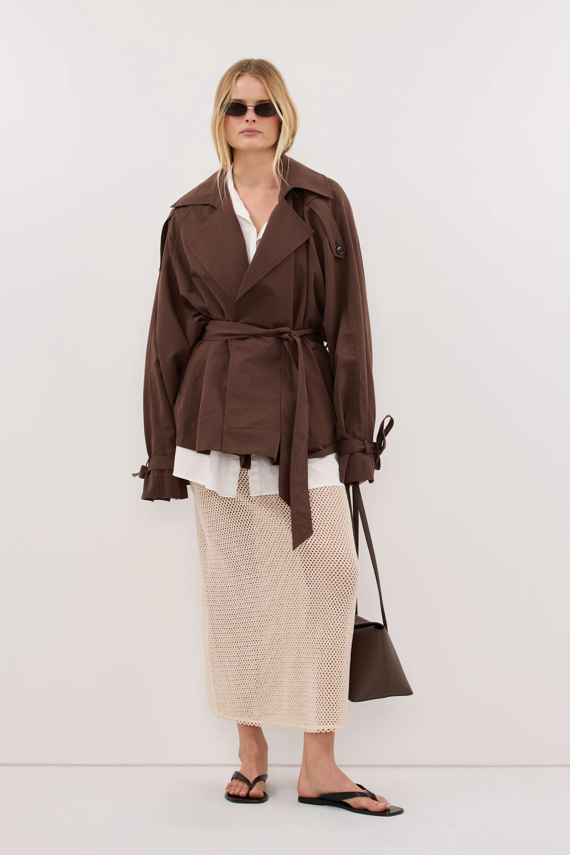 ANNE NATURAL OPEN KNIT MIDI SKIRT - Image 3