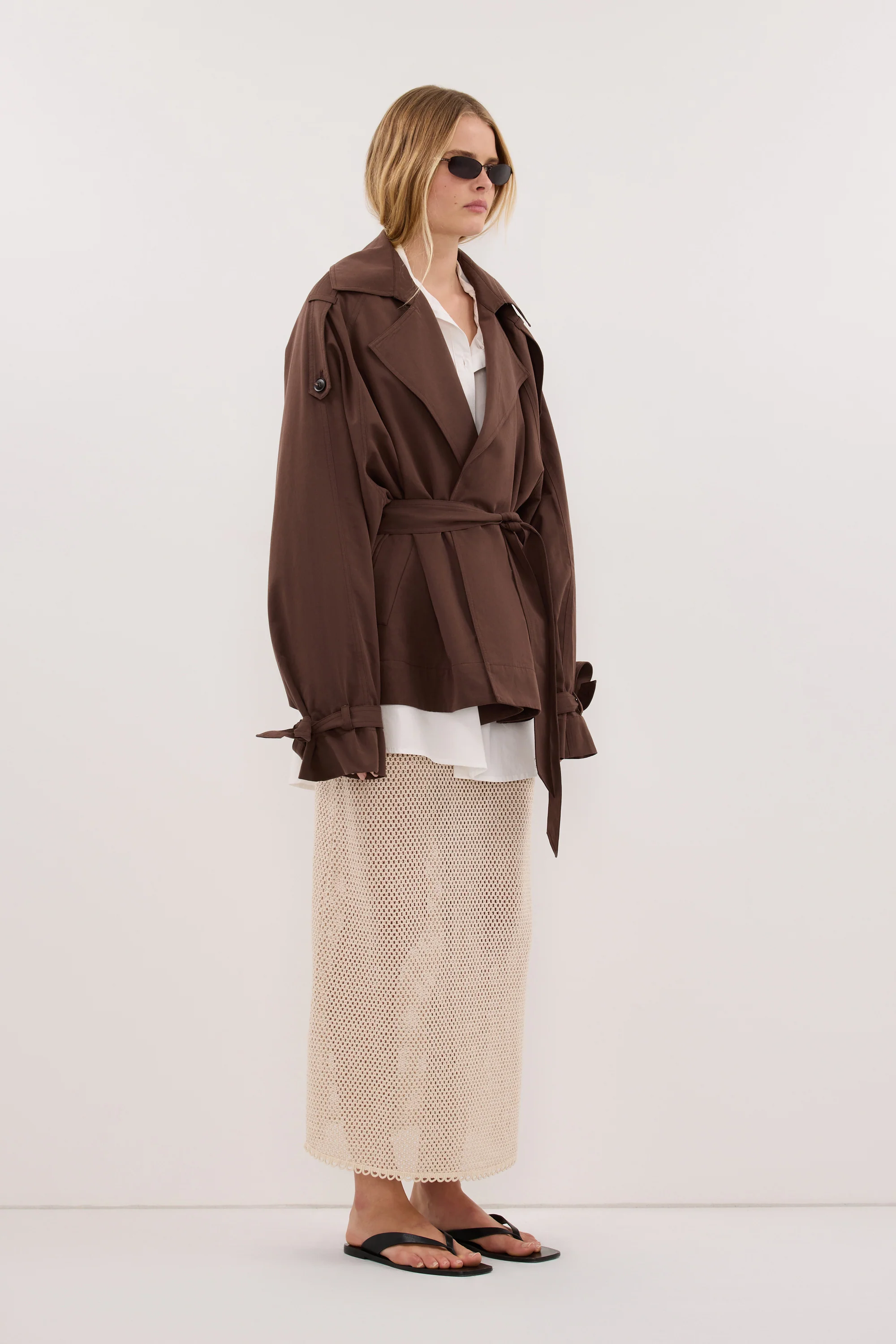 ANNE NATURAL OPEN KNIT MIDI SKIRT - Image 4