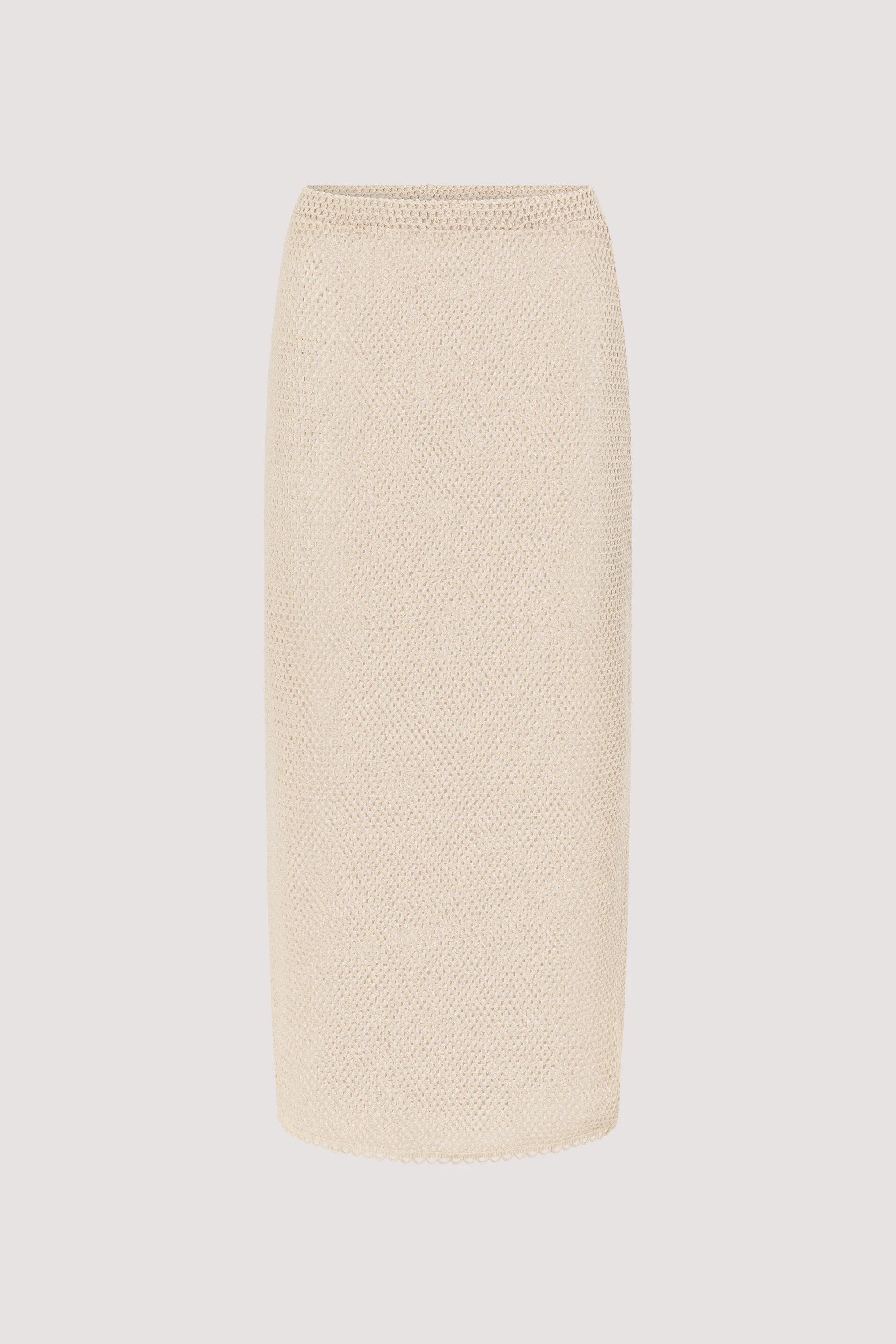 ANNE NATURAL OPEN KNIT MIDI SKIRT - Image 7
