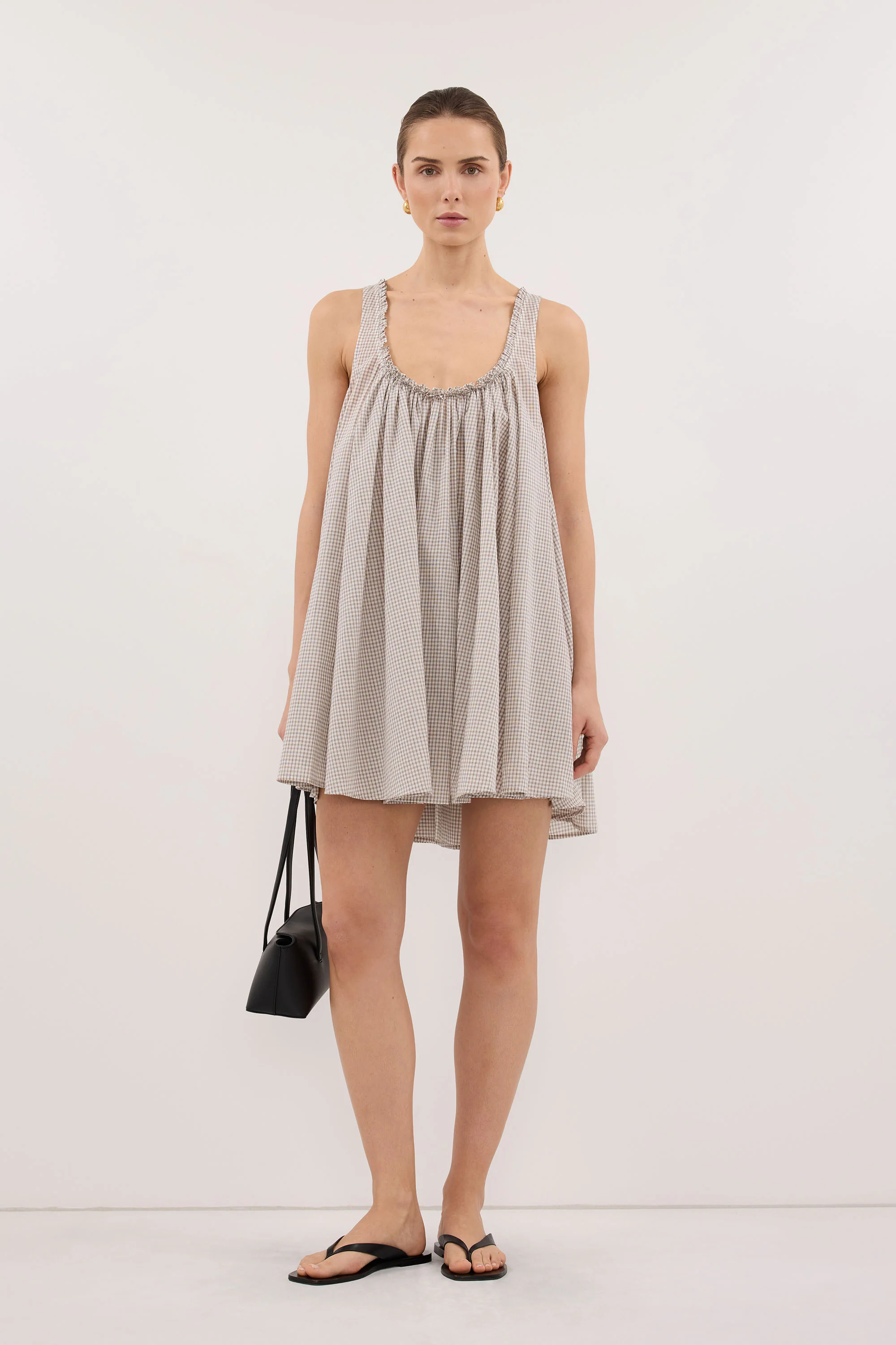 ARABELLA CREAM CHECK MINI DRESS - Image 3