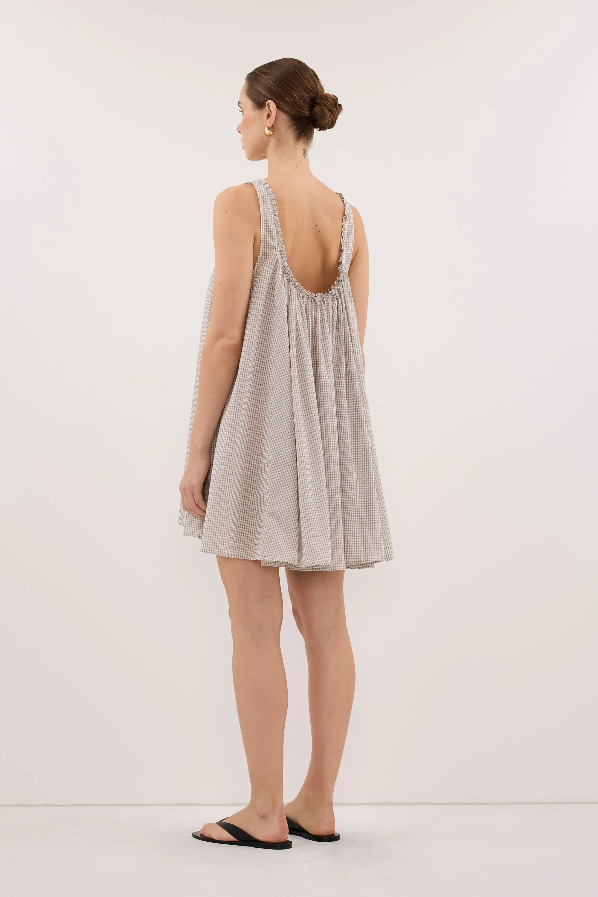 ARABELLA CREAM CHECK MINI DRESS - Image 4