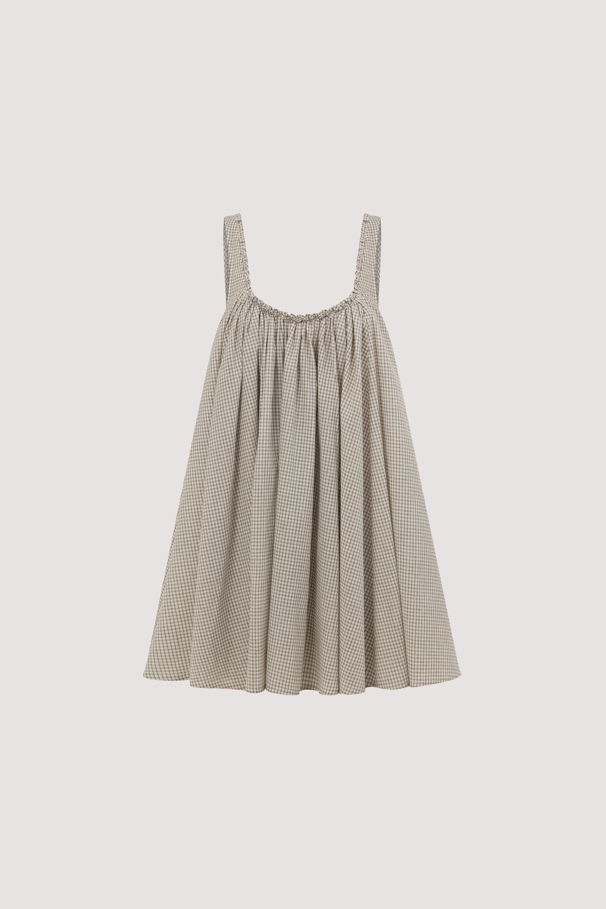 ARABELLA CREAM CHECK MINI DRESS - Image 7