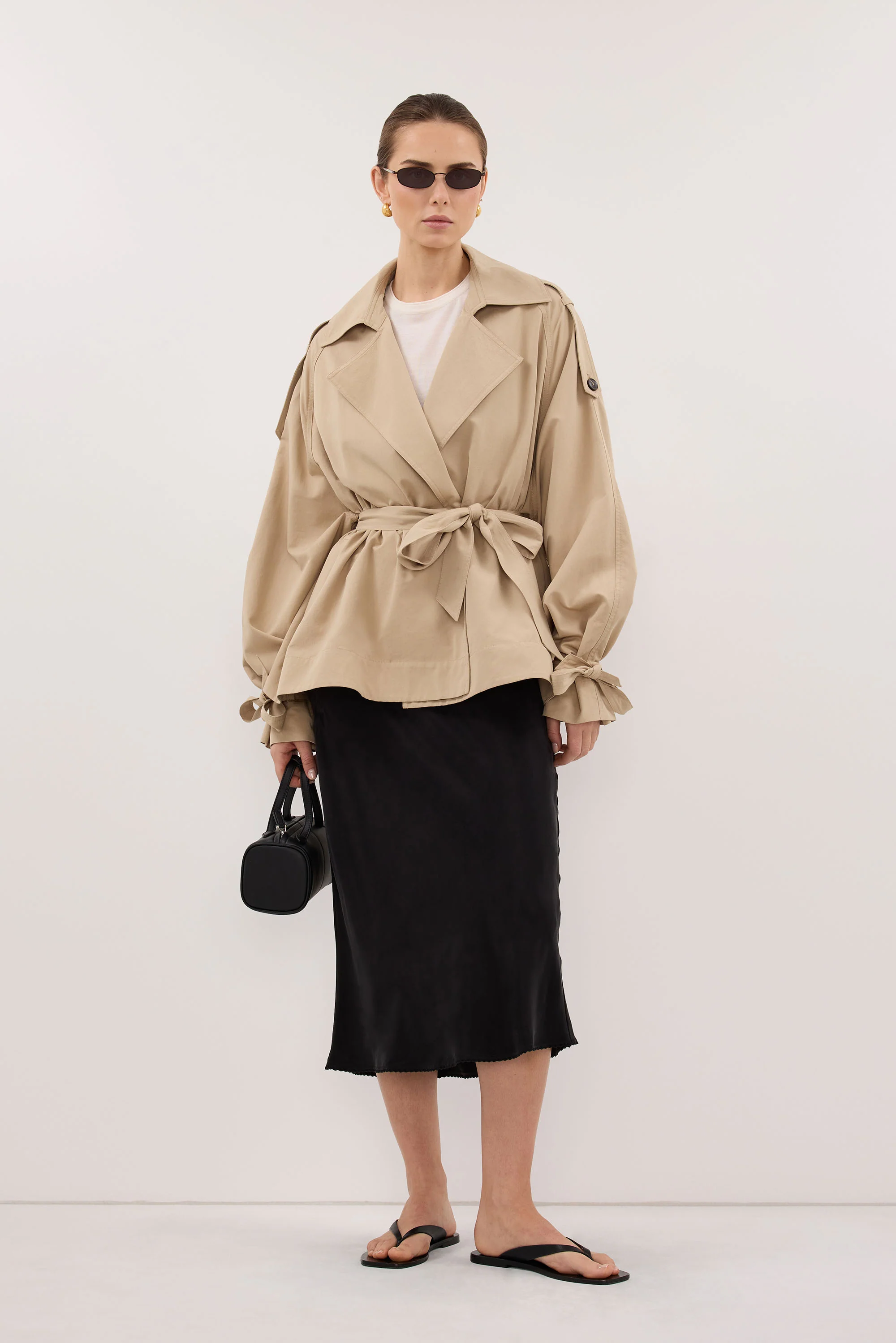 ARELIA BLACK CUPRO MIDI SKIRT - Image 3