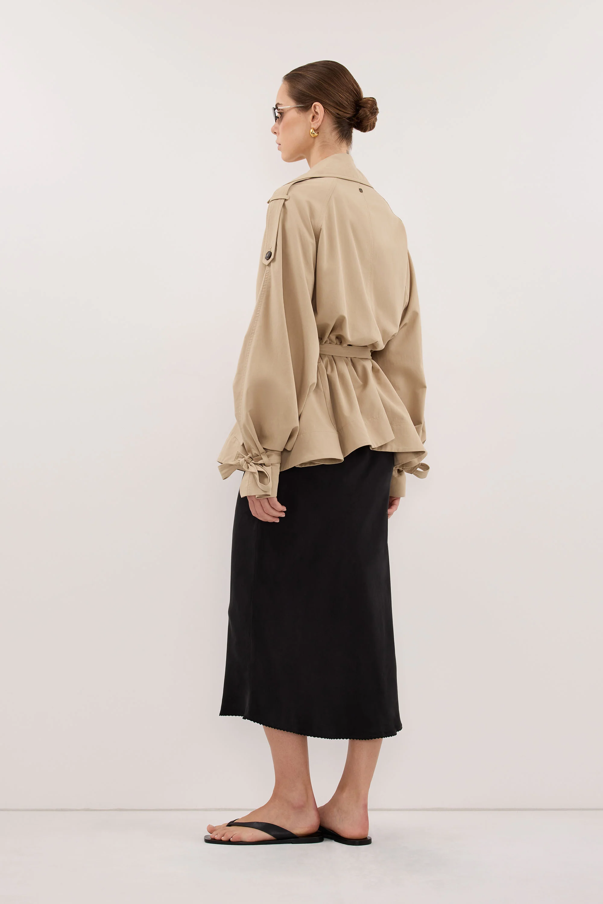 ARELIA BLACK CUPRO MIDI SKIRT - Image 4