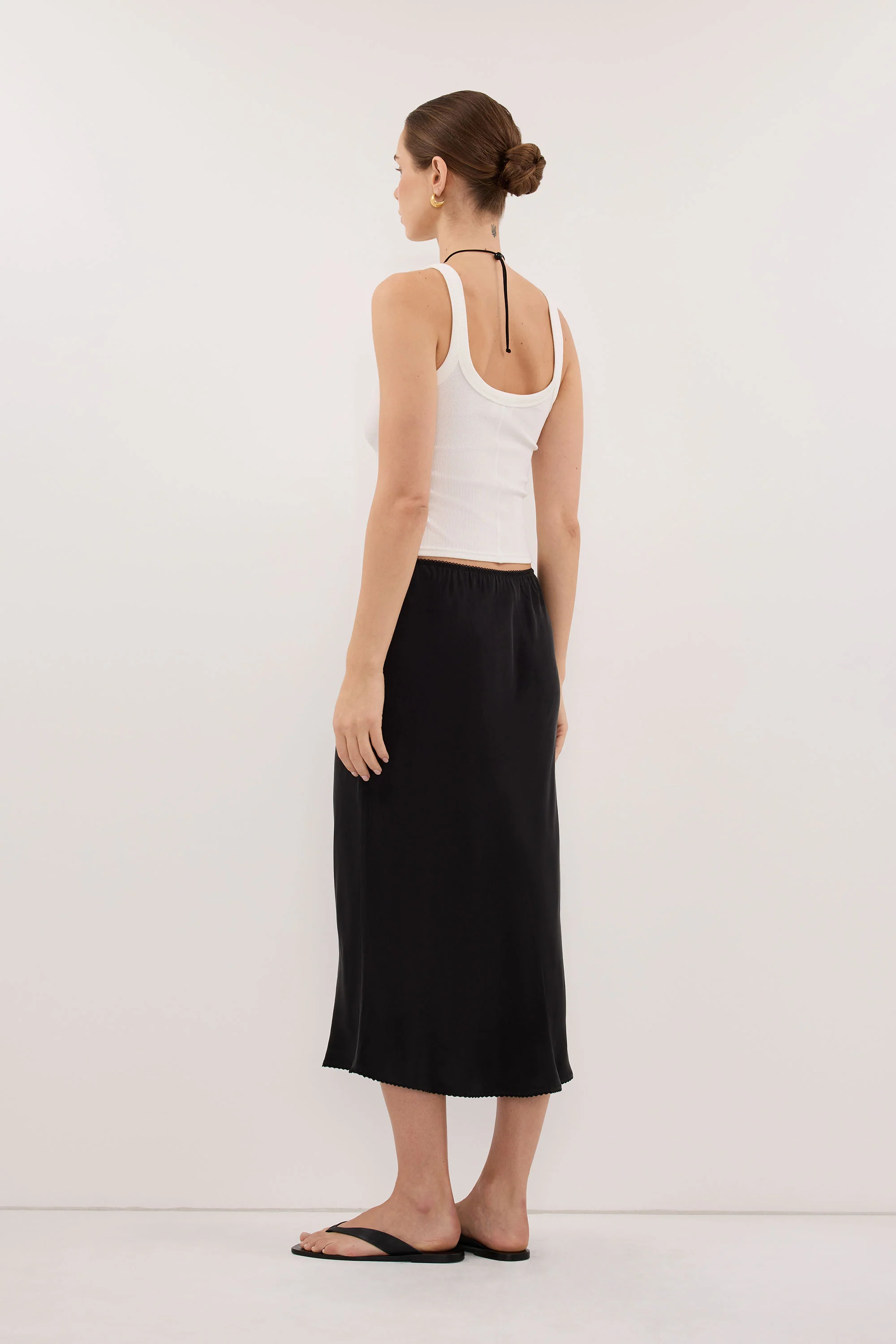 ARELIA BLACK CUPRO MIDI SKIRT - Image 7