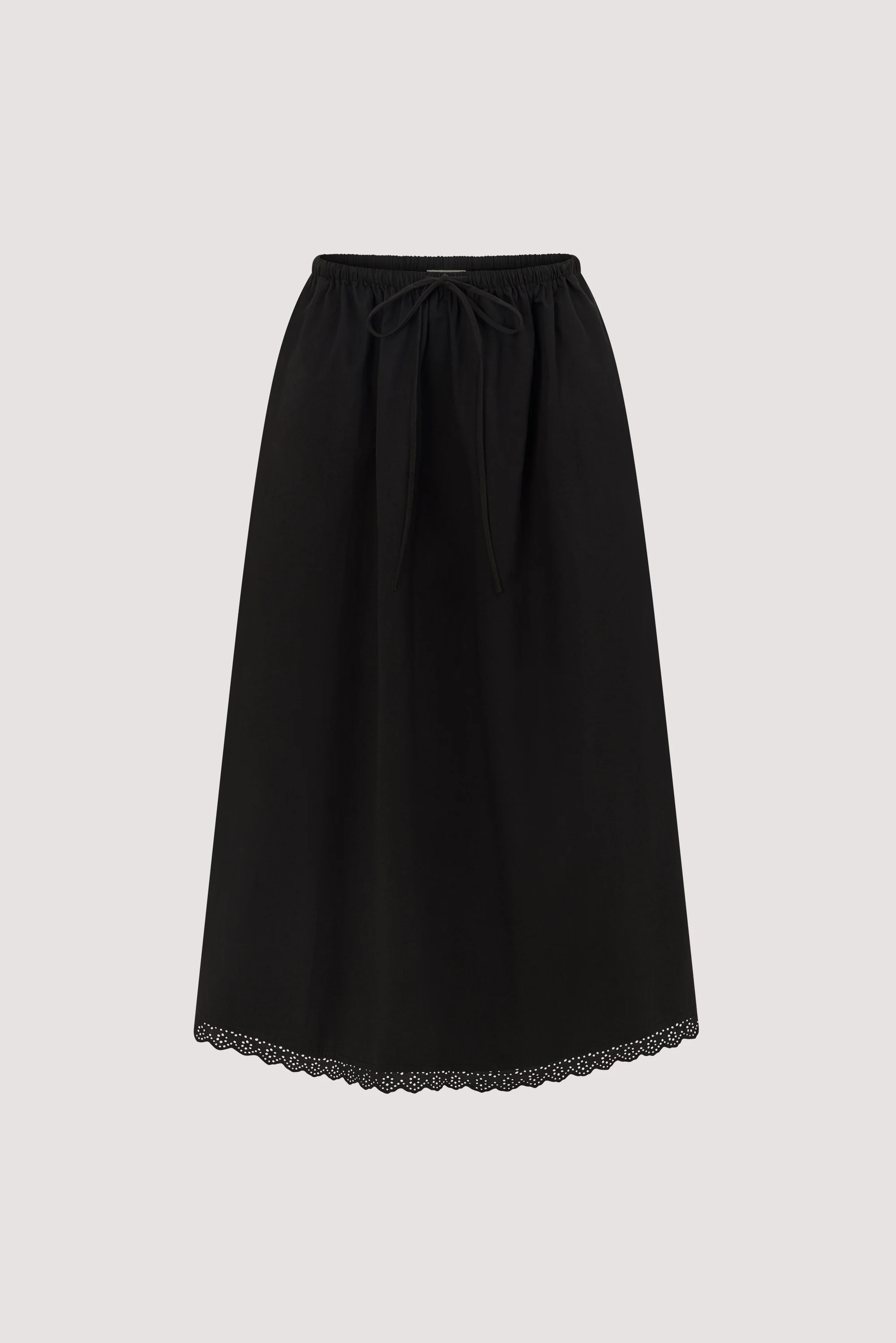ARLETTE BLACK COTTON GATHERED 7/8 SKIRT - Image 6