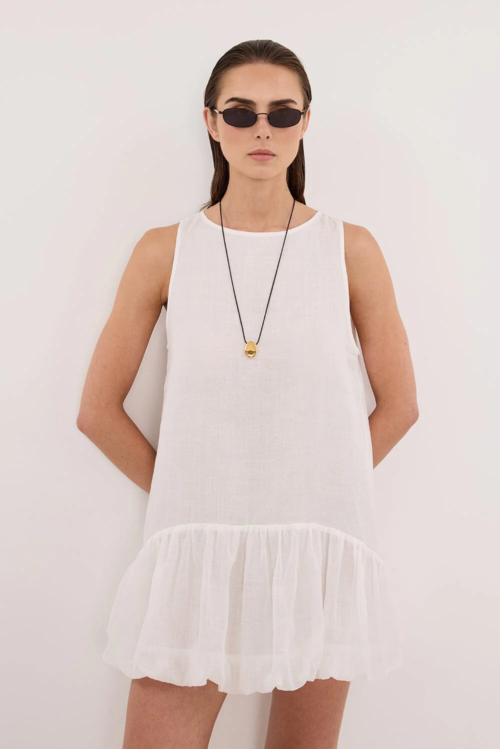 ARLO WHITE RAMIE BUBBLE MINI DRESS - Image 2