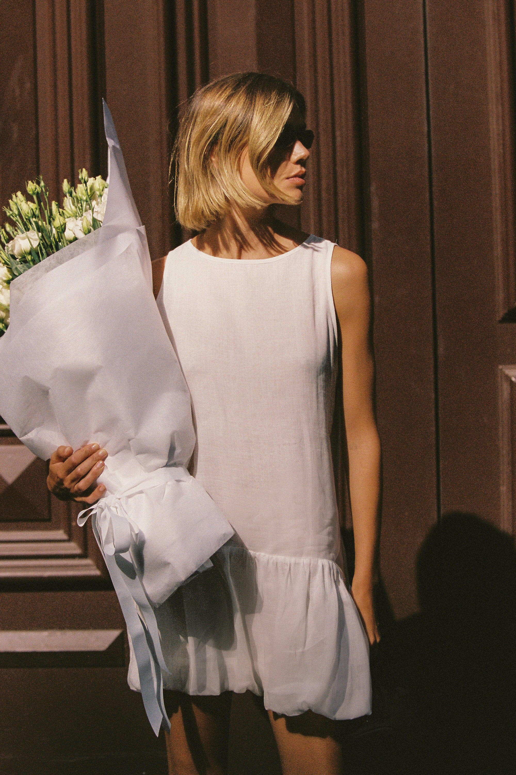 ARLO WHITE RAMIE BUBBLE MINI DRESS - Image 8