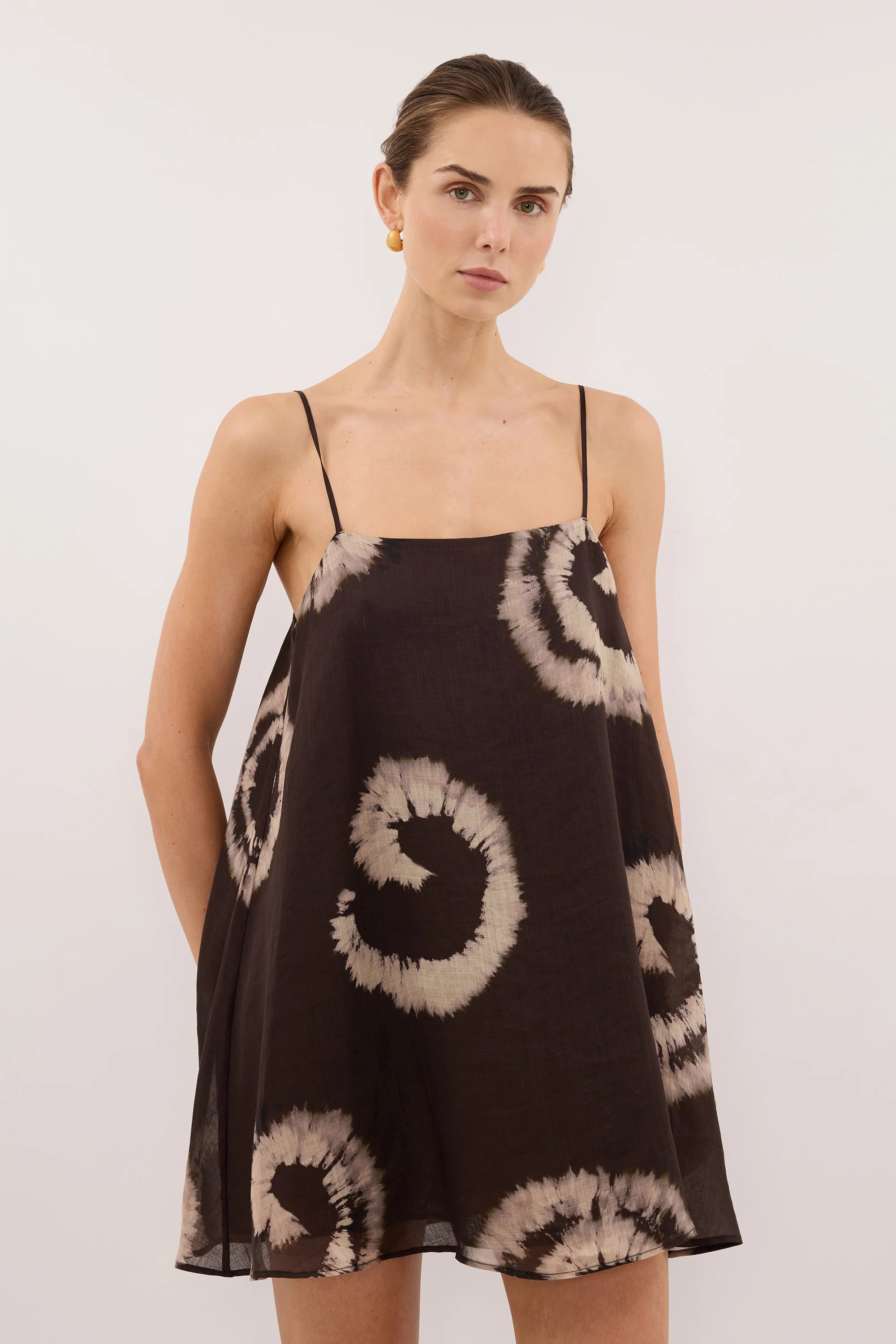 AURA DARK CHOC TIE DYE RAMIE MINI DRESS - Image 2
