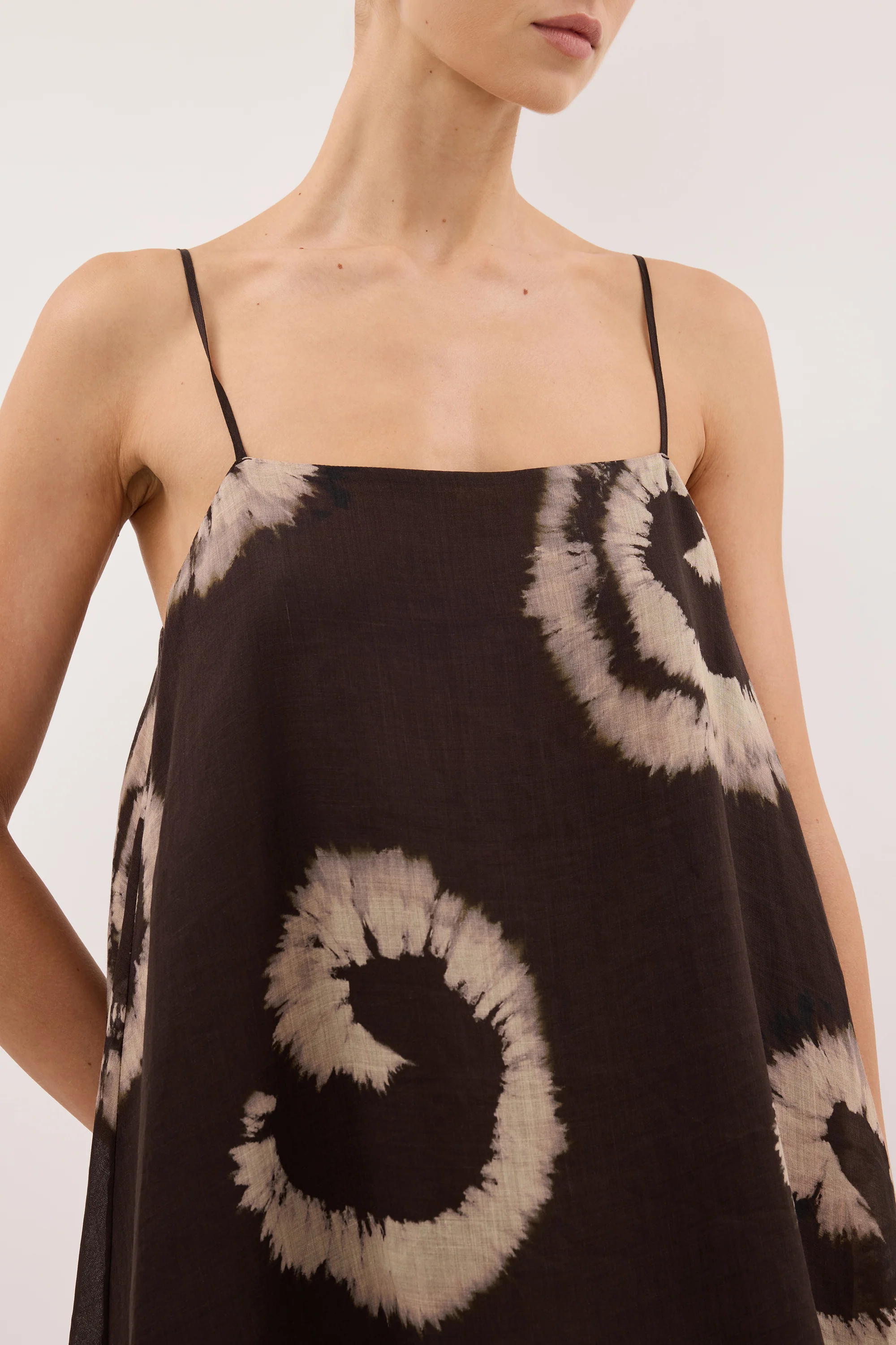 AURA DARK CHOC TIE DYE RAMIE MINI DRESS - Image 4