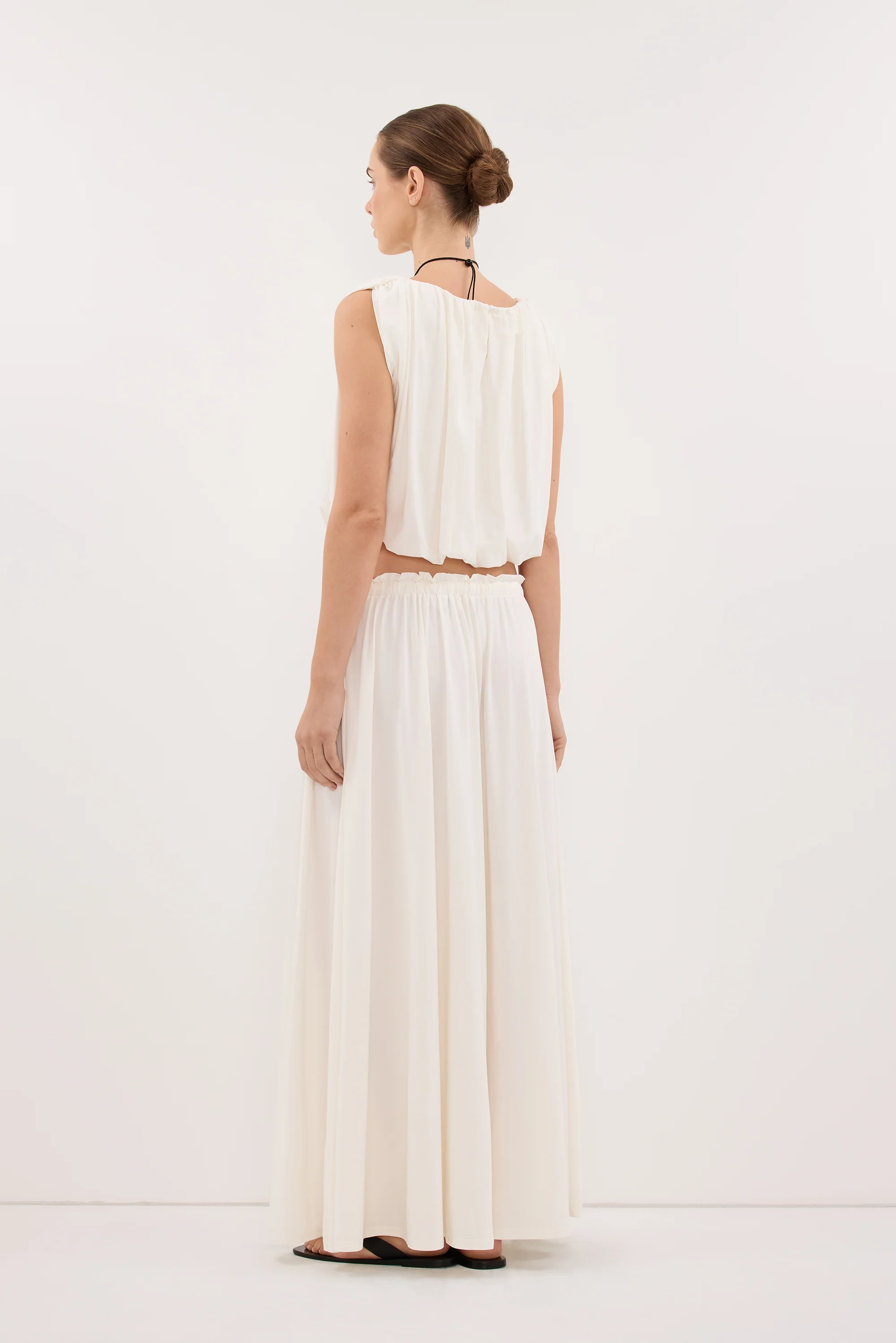 AVA OFF WHITE MODAL BLEND MIDI SKIRT - Image 4