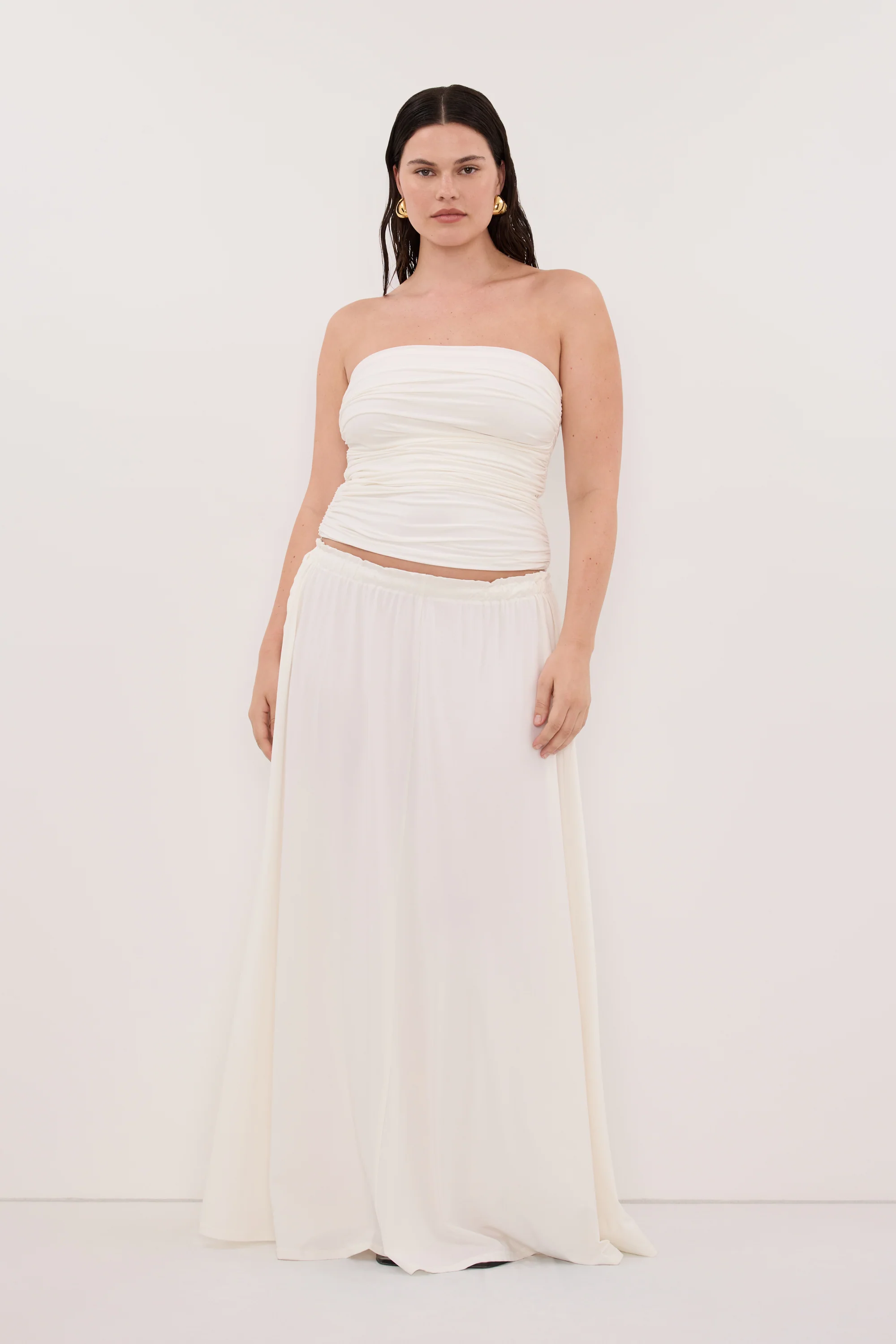 AVA OFF WHITE MODAL BLEND MIDI SKIRT - Image 6
