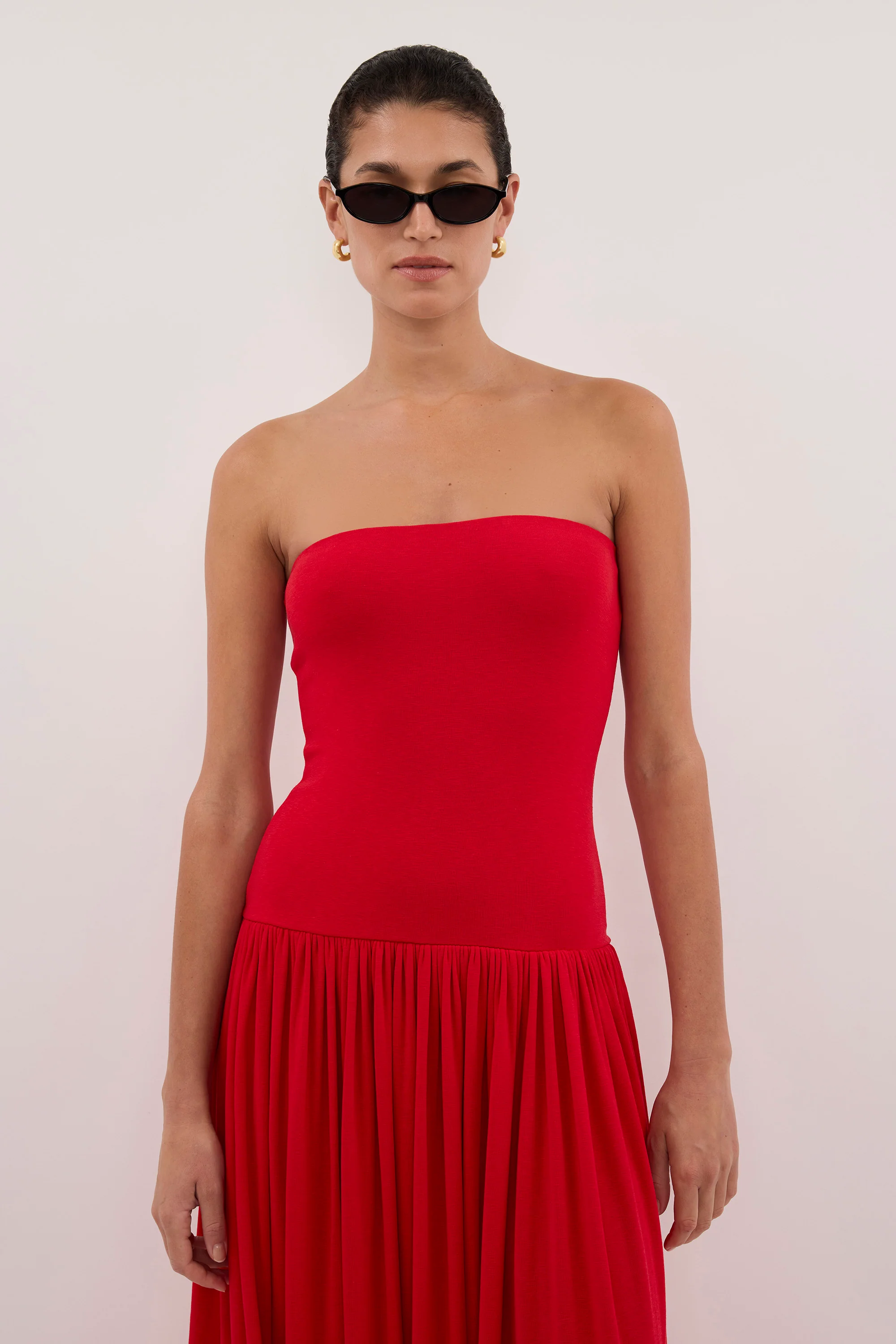 AVEN RED BANDEAU MAXI DRESS - Image 2