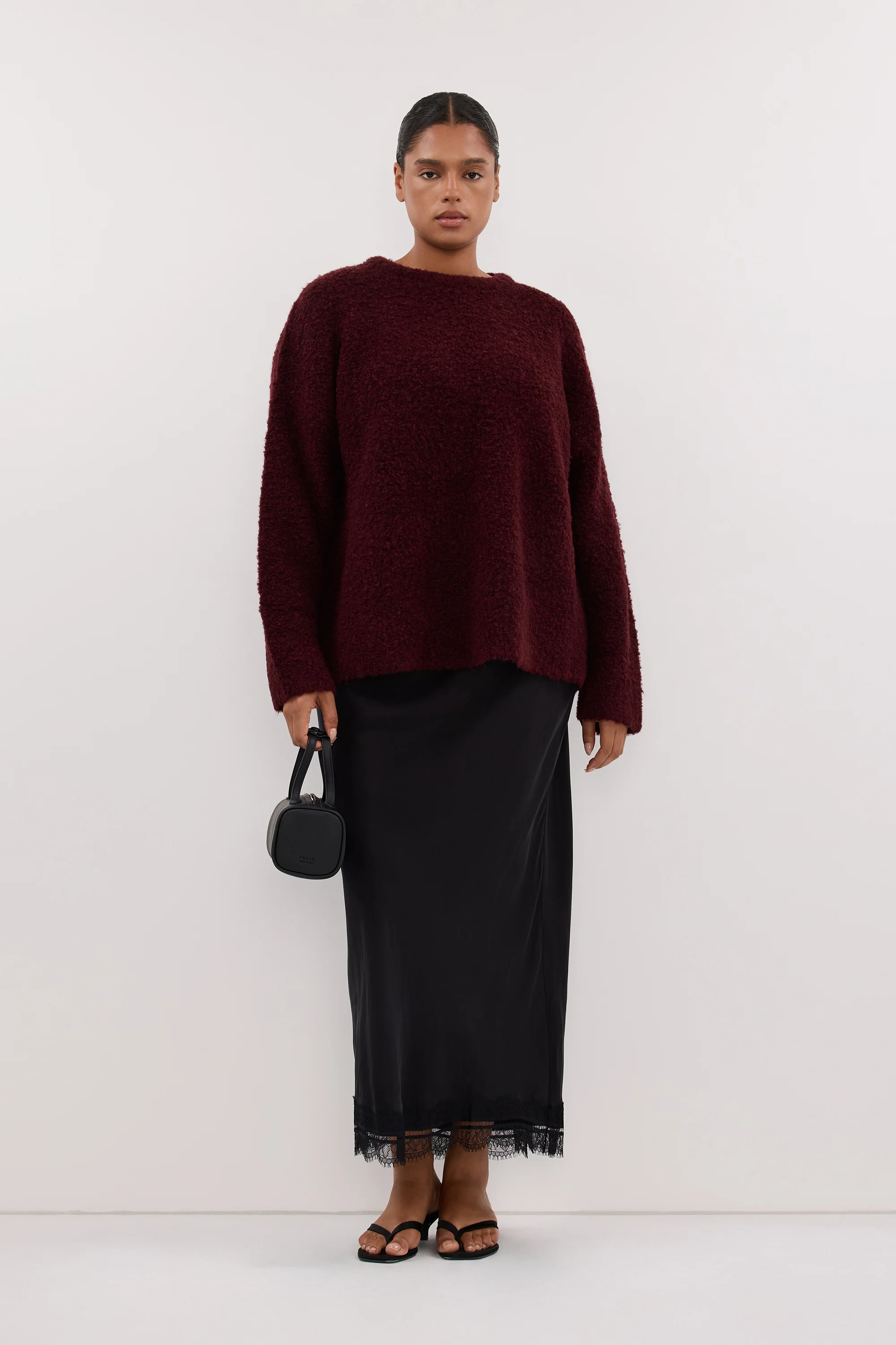 BILLIE WINE TEXTURED KNIT JUMPER - Image 5