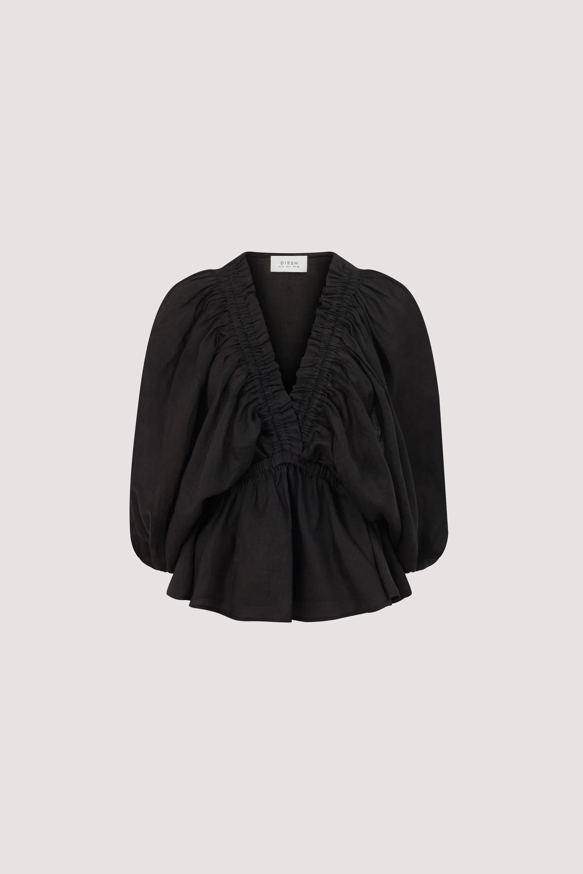 BRIELLE BLACK RAMIE LONG SLEEVE TOP - Image 7