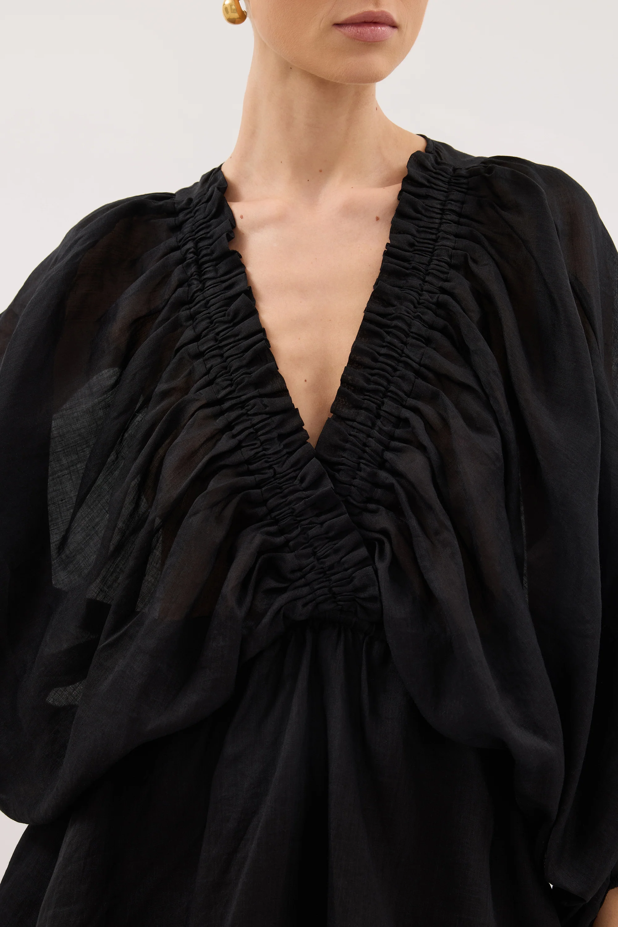 BRIELLE BLACK RAMIE MINI DRESS - Image 5