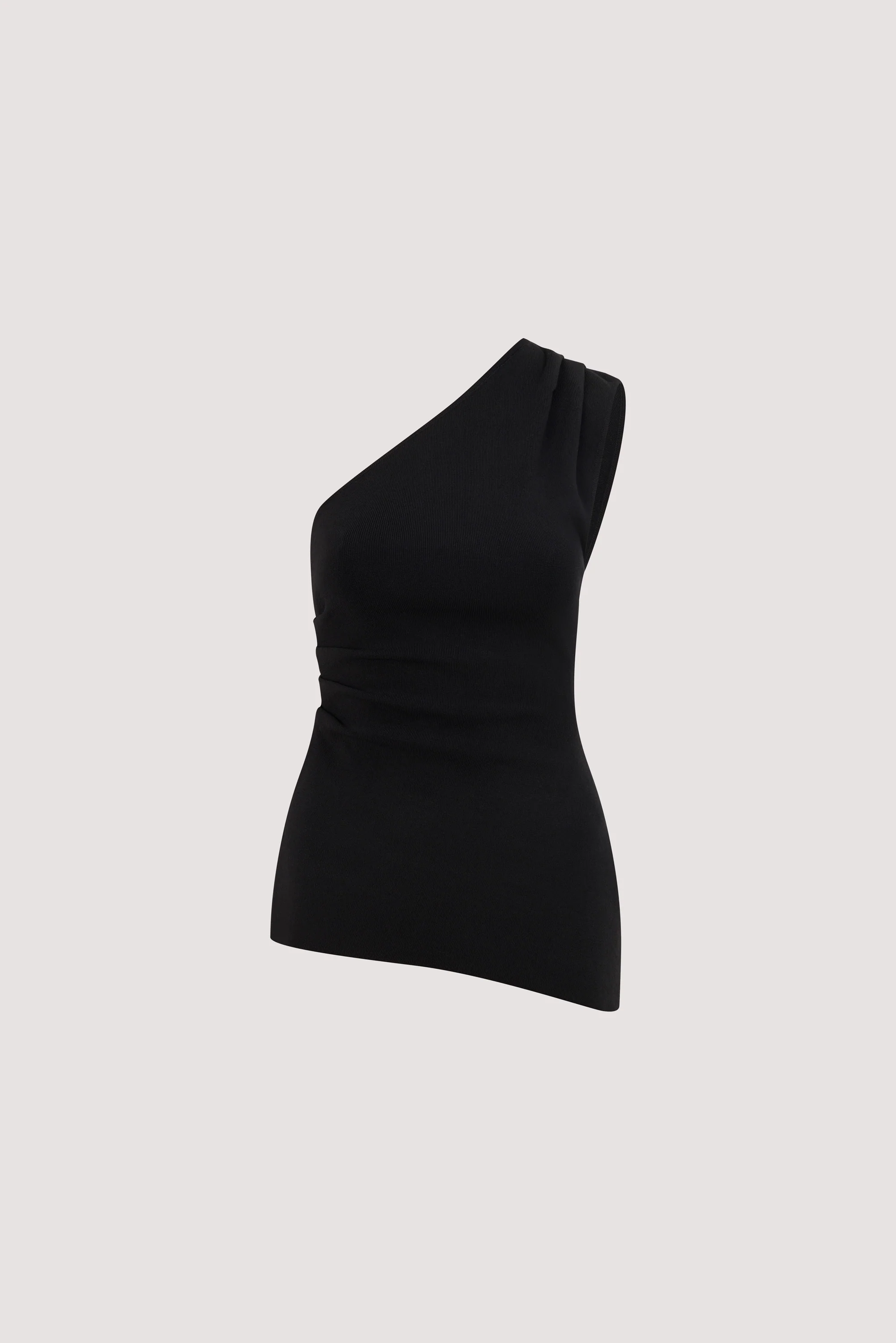 BRYNN BLACK ONE SHOULDER KNIT TOP - Image 5