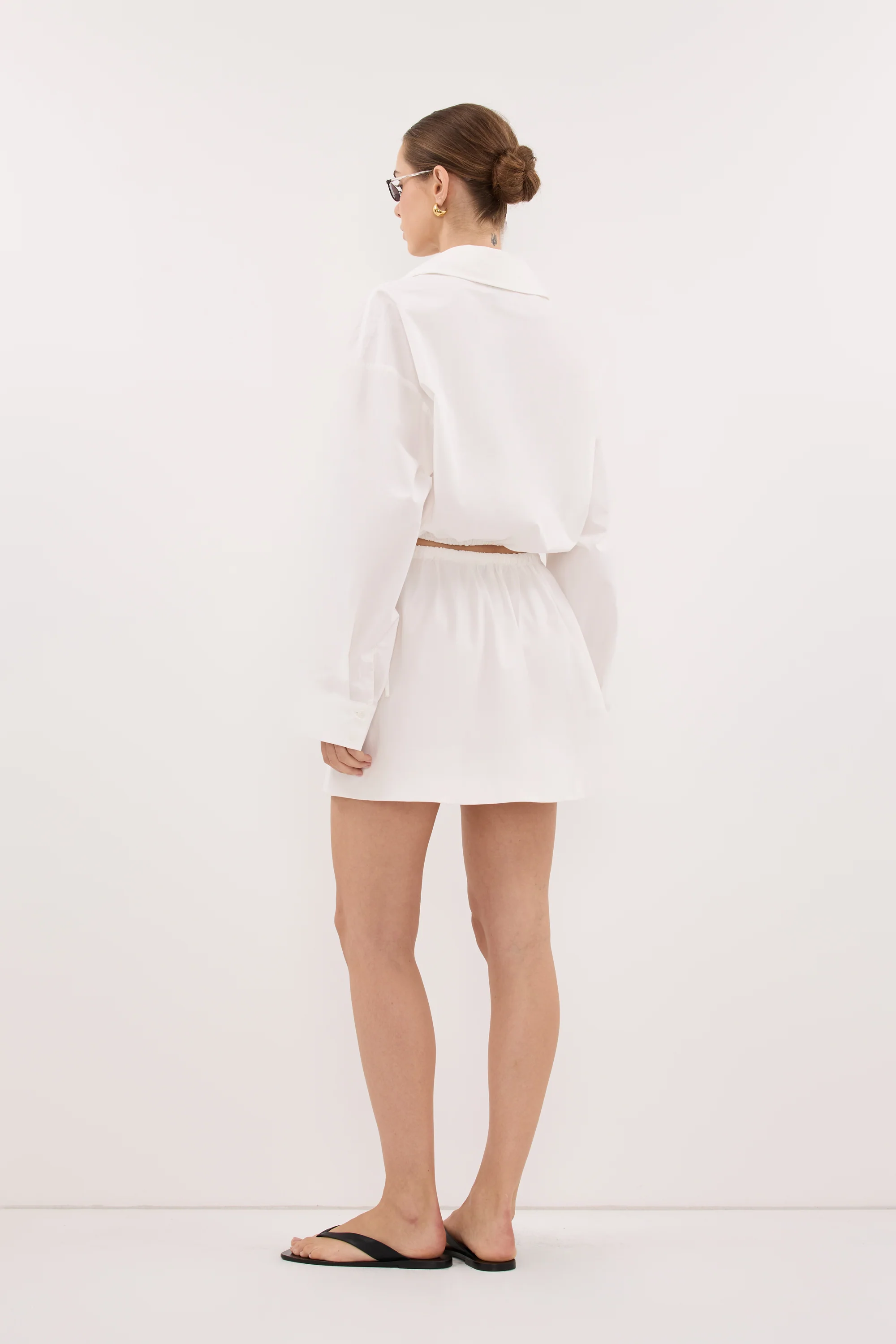CALI WHITE COTTON CROPPED SHIRT - Image 8