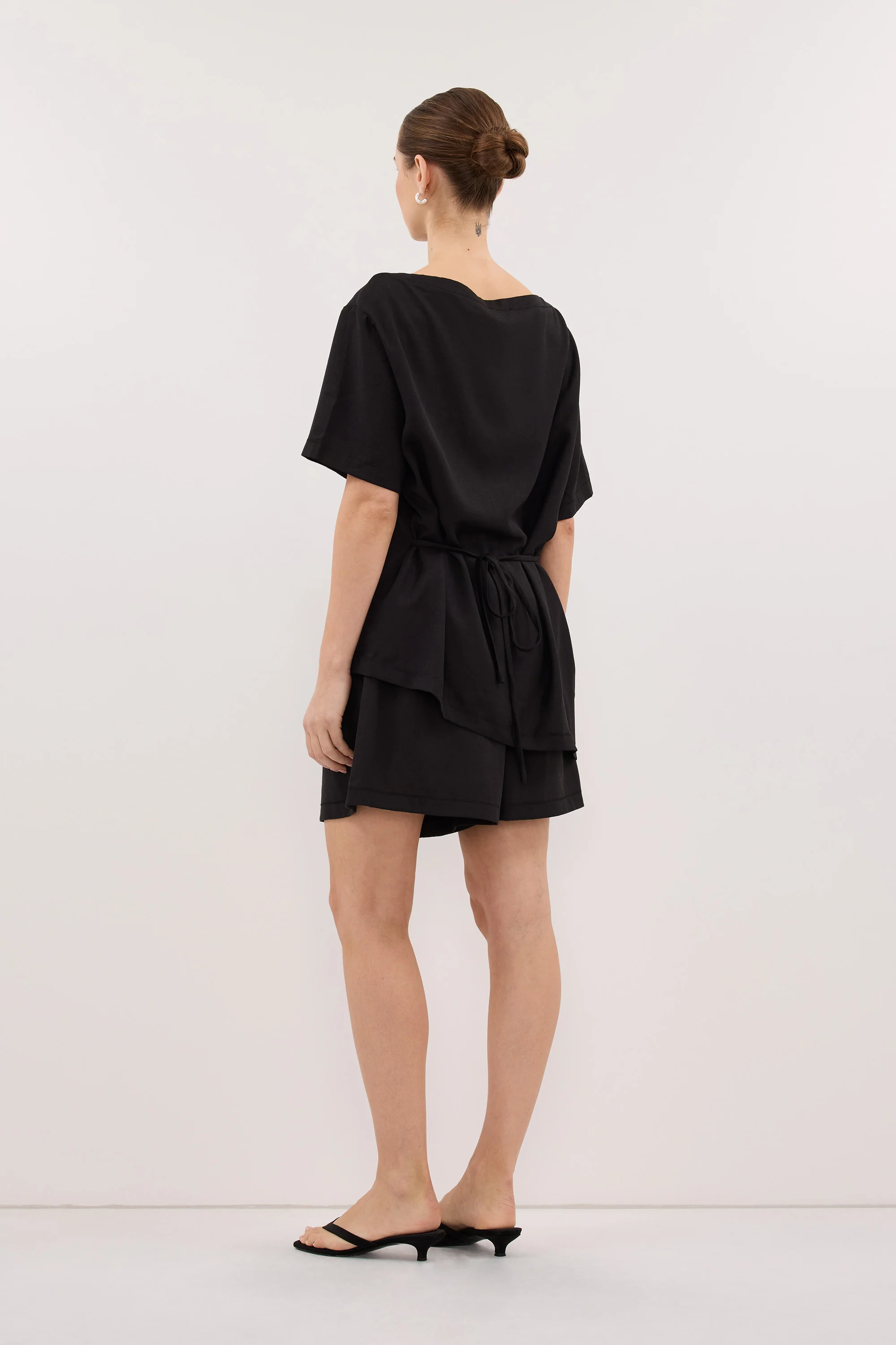 CALIA BLACK BOAT NECK SLEEVED TOP - Image 4