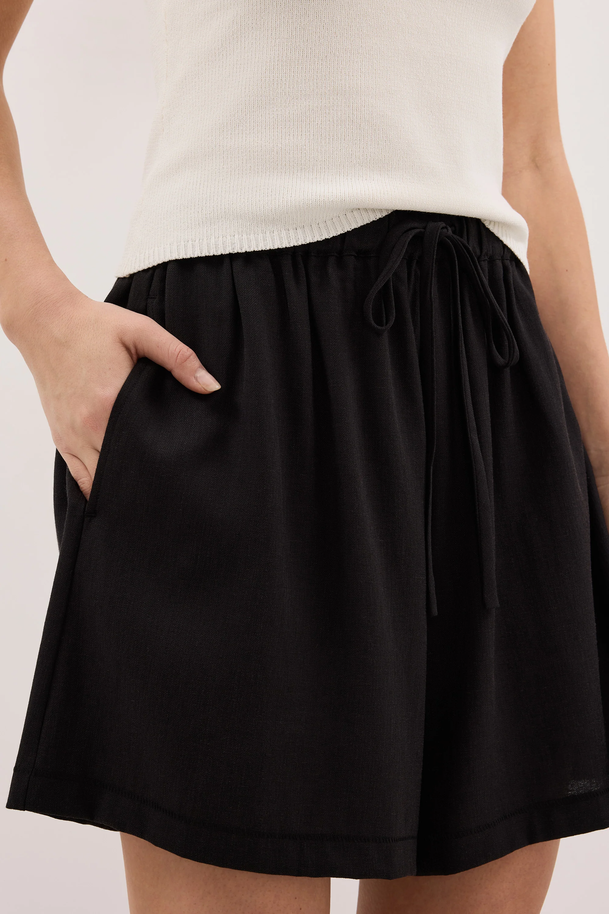 CALIA BLACK DRAWSTRING BERMUDA SHORT - Image 5