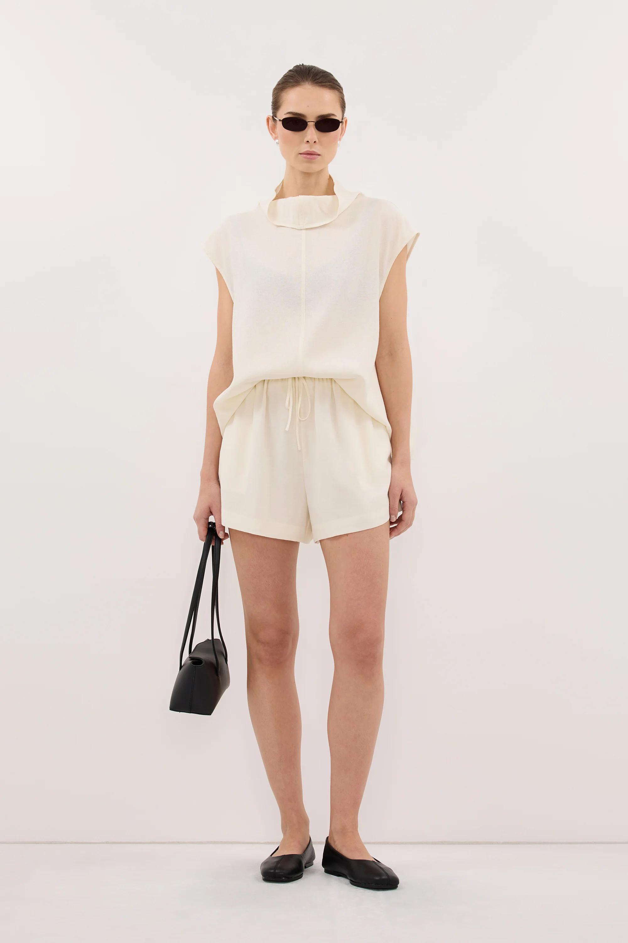 CALIA CREAM FUNNEL NECK TOP