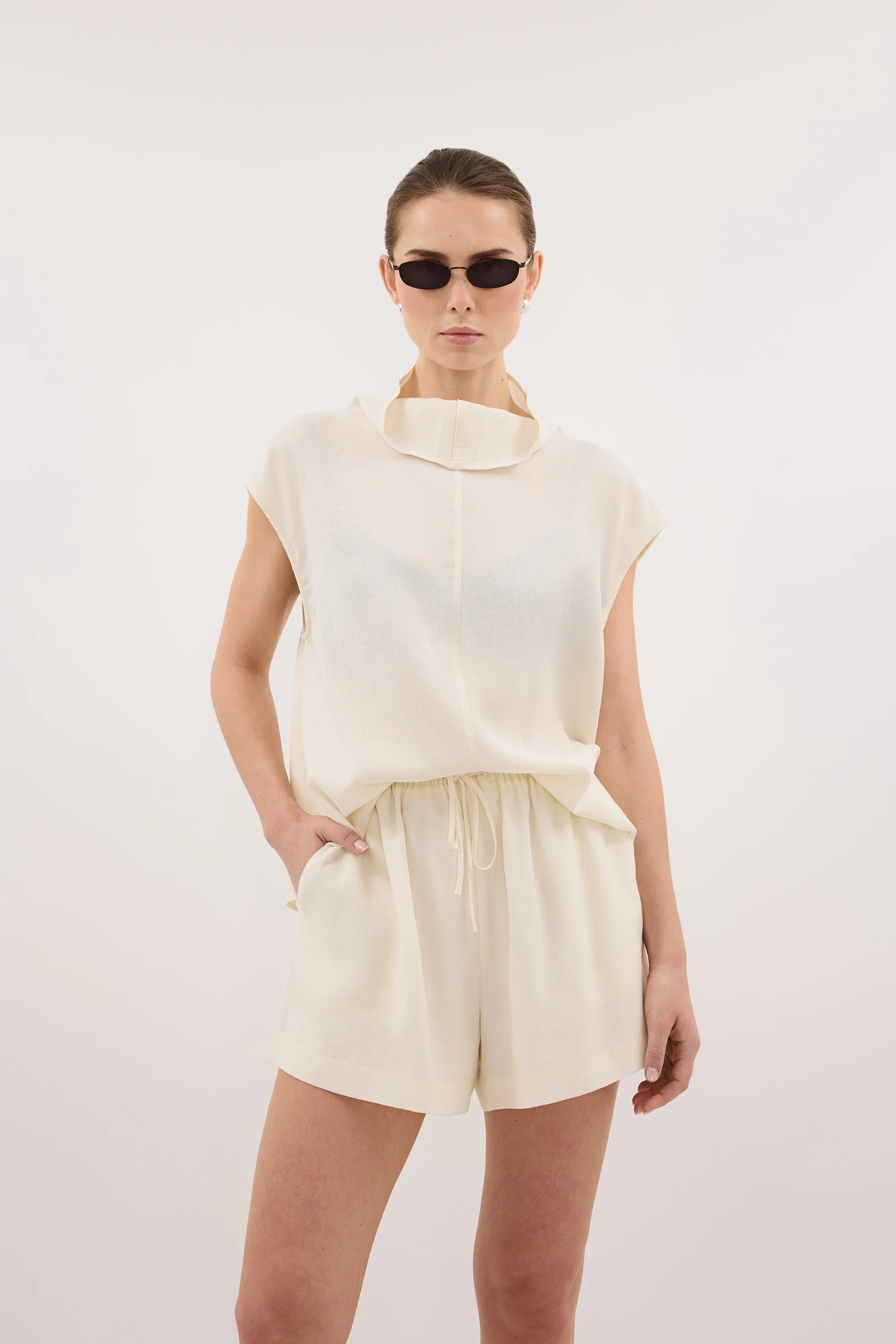 CALIA CREAM FUNNEL NECK TOP - Image 2