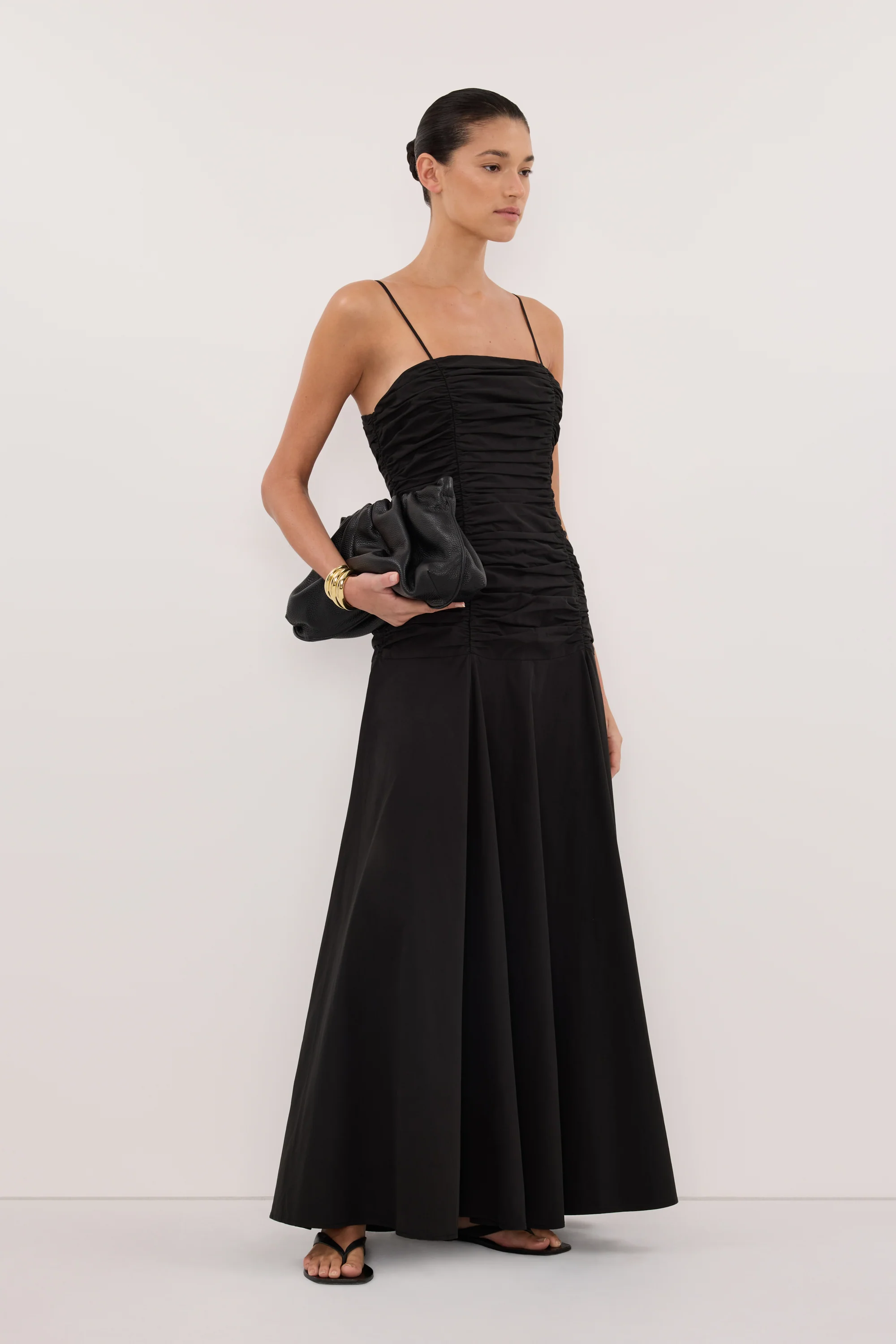 CARA BLACK SLEEVELESS COTTON MIDI DRESS - Image 3