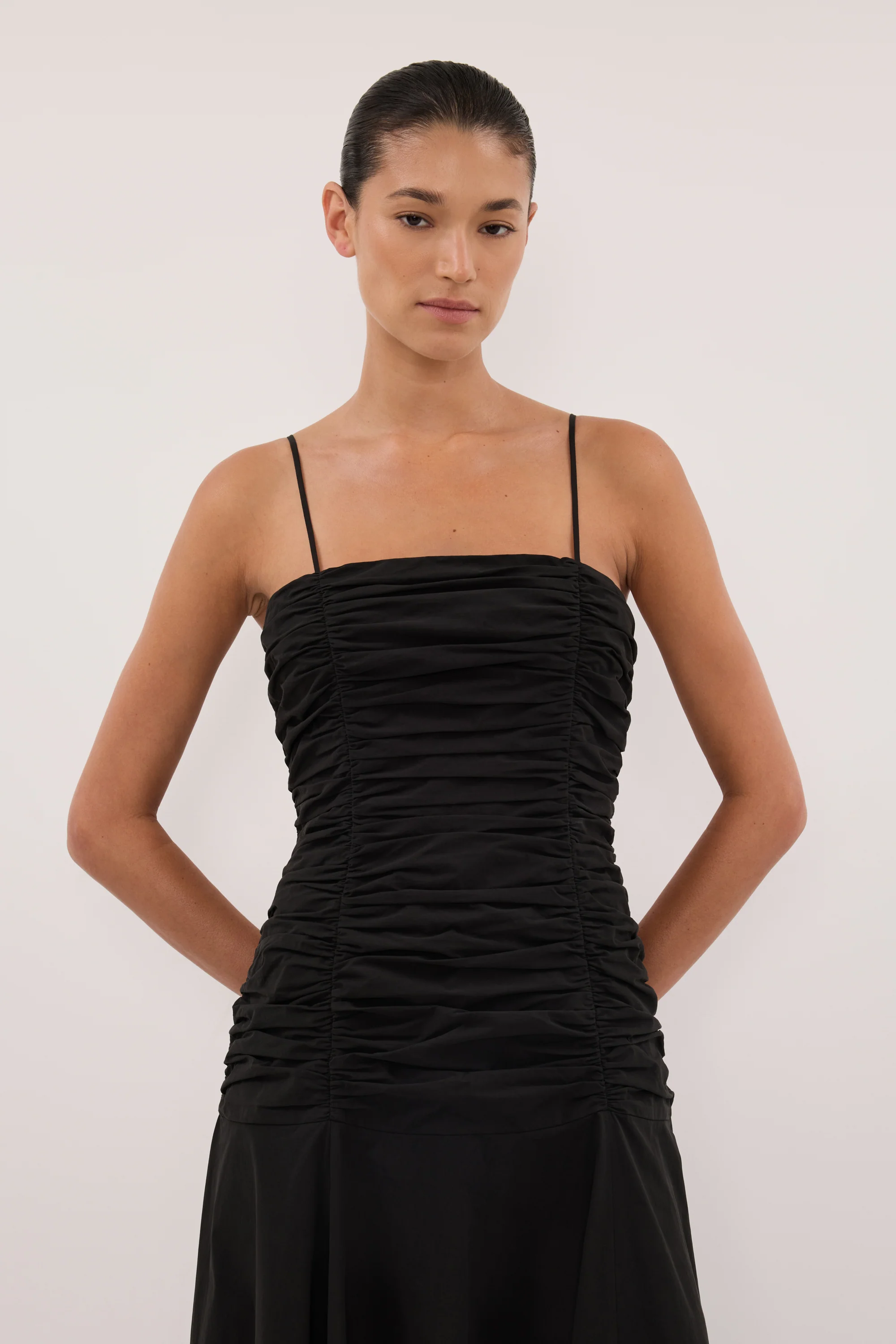 CARA BLACK SLEEVELESS COTTON MIDI DRESS - Image 5
