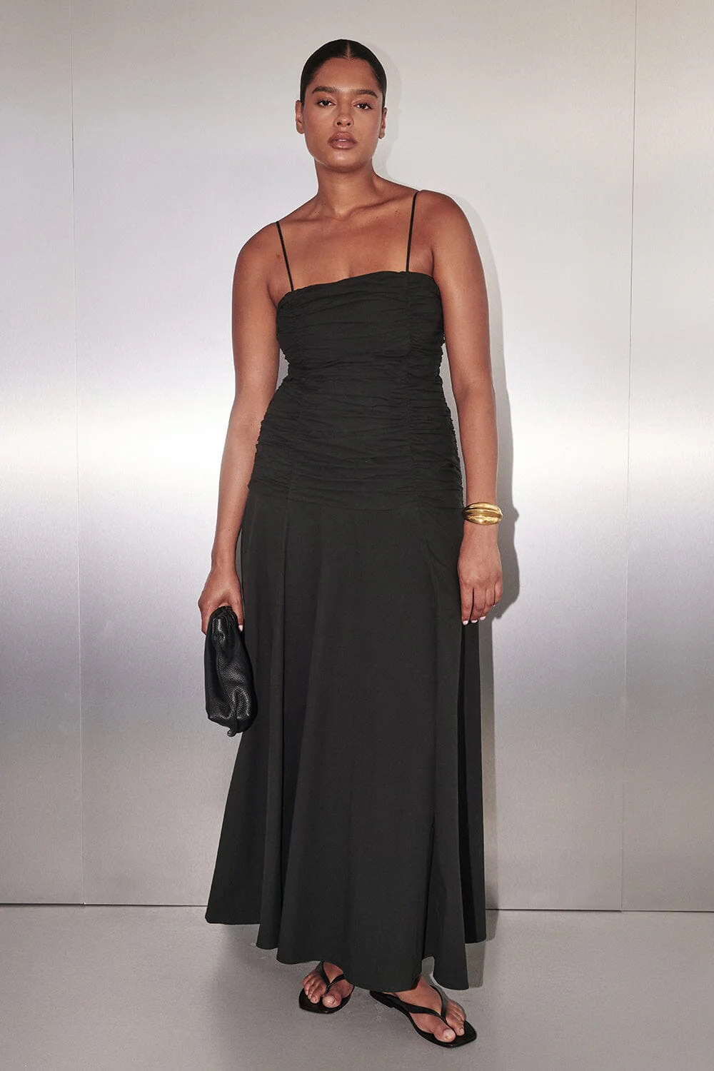 CARA BLACK SLEEVELESS COTTON MIDI DRESS - Image 7