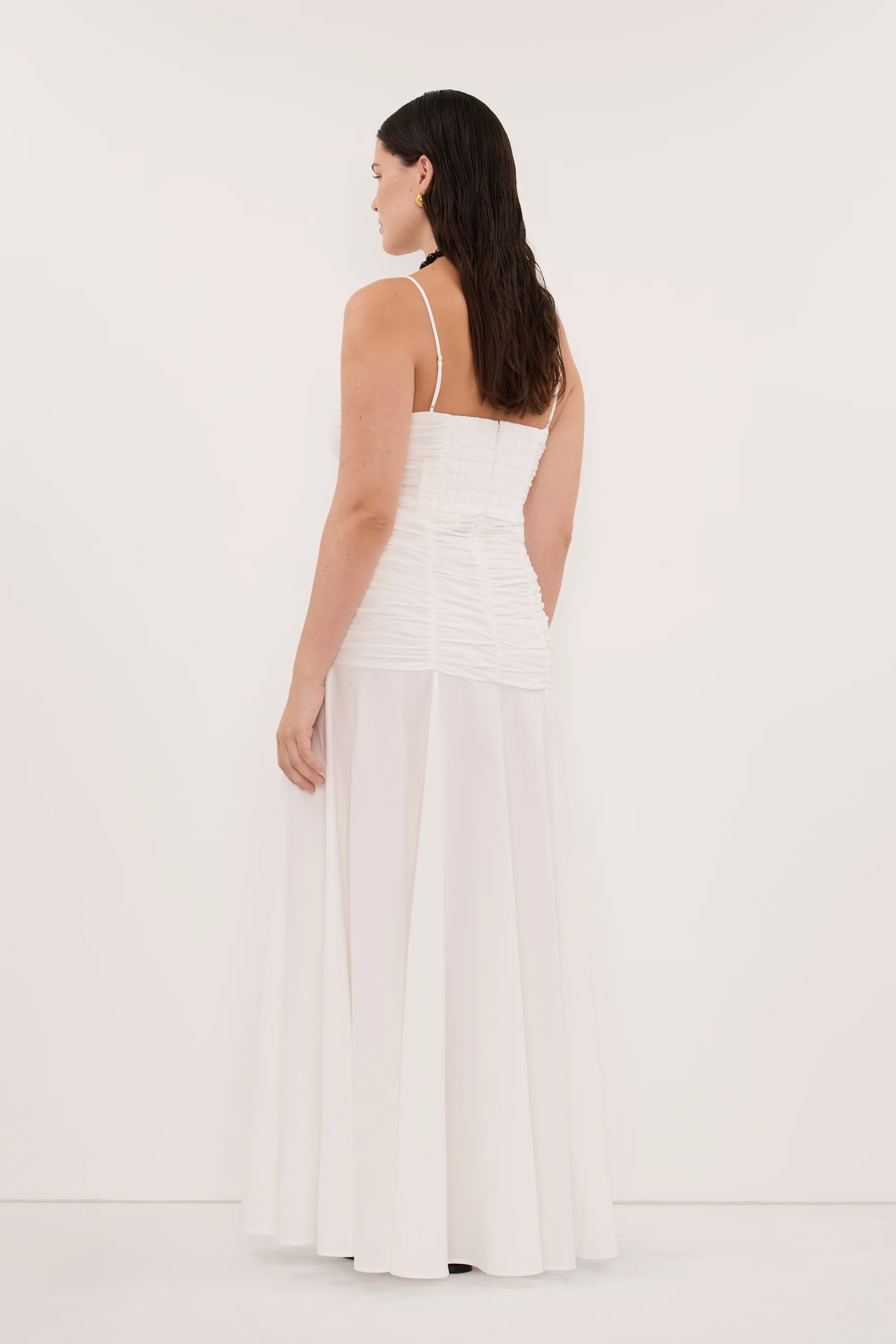 CARA WHITE SLEEVELESS COTTON MIDI DRESS - Image 7