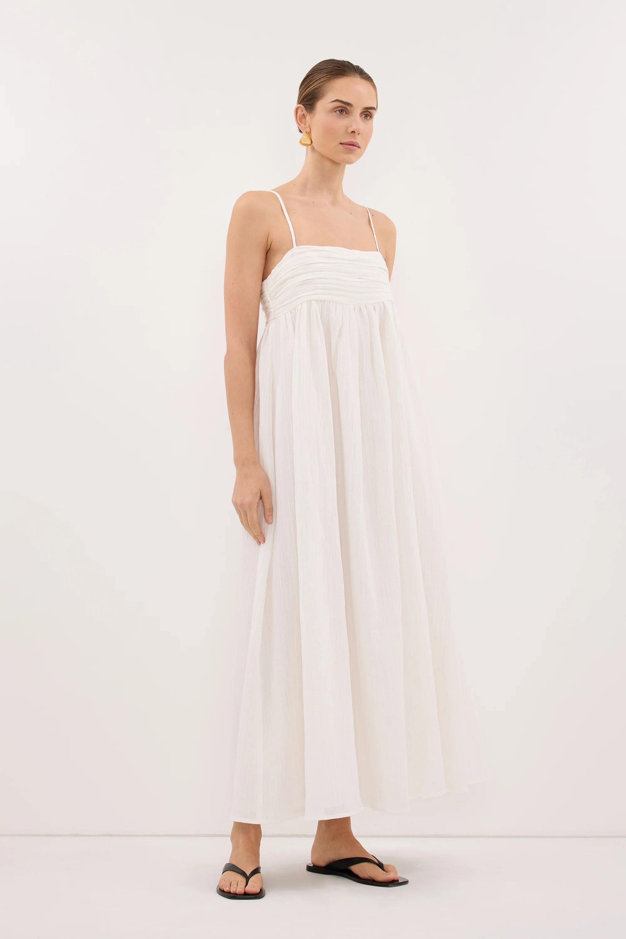 CASEY IVORY CRINKLE RAMIE MIDI DRESS - Image 4