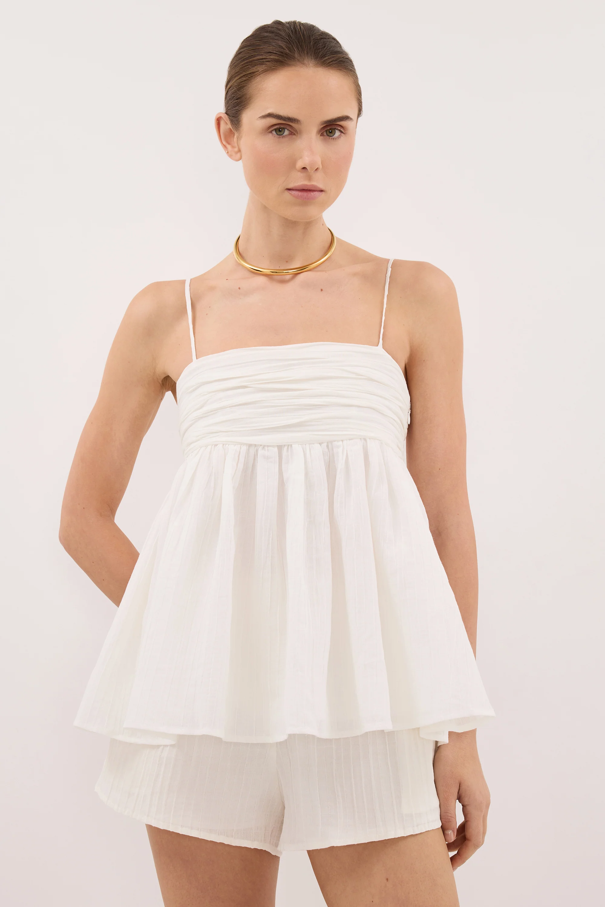CASEY IVORY CRINKLE RAMIE TOP - Image 2