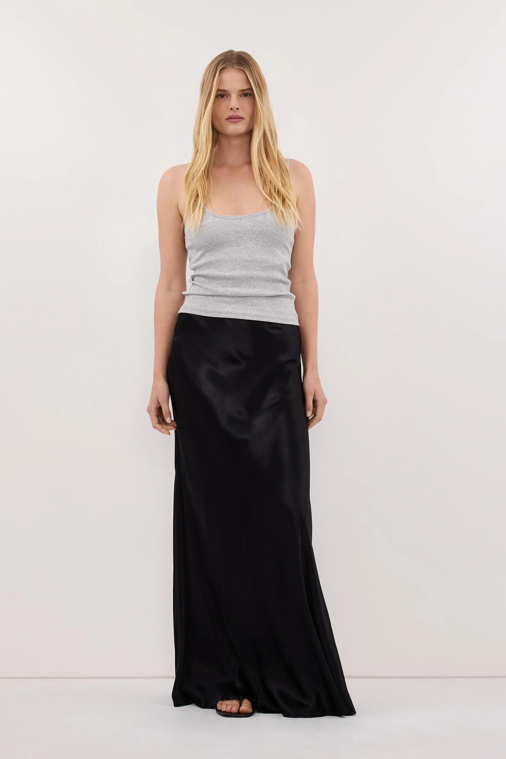 CHARLI BLACK SATIN MAXI SKIRT - Image 5
